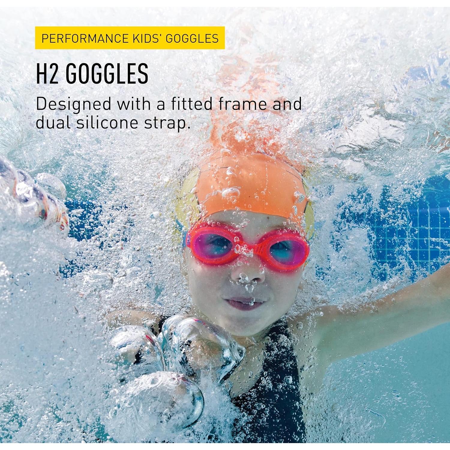 Gafas de natación FINIS H2 Jr Rosa/Aqua - Niños 3-6 años