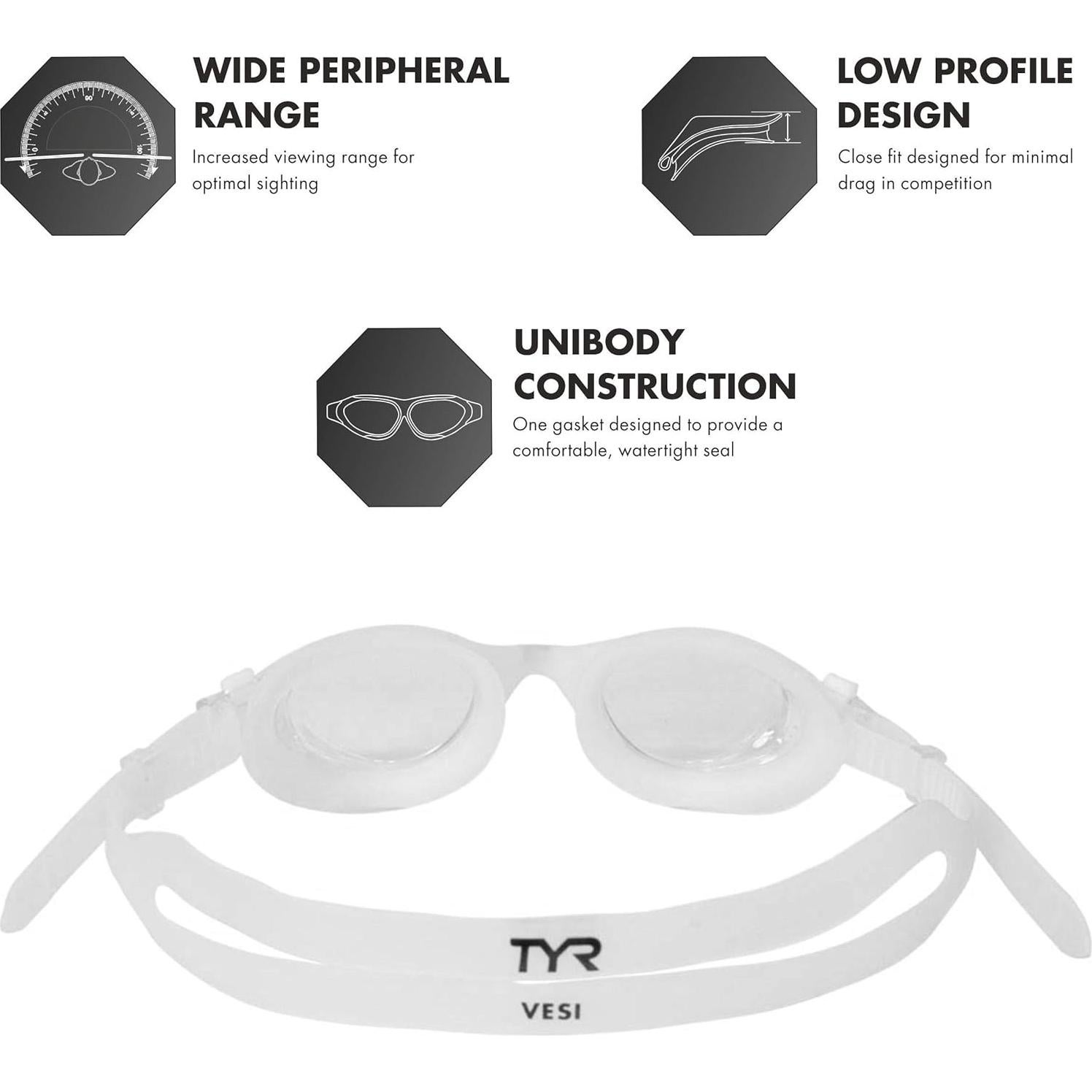 Gafas de natación TYR Vesi Ahumado/Azul Talla Única