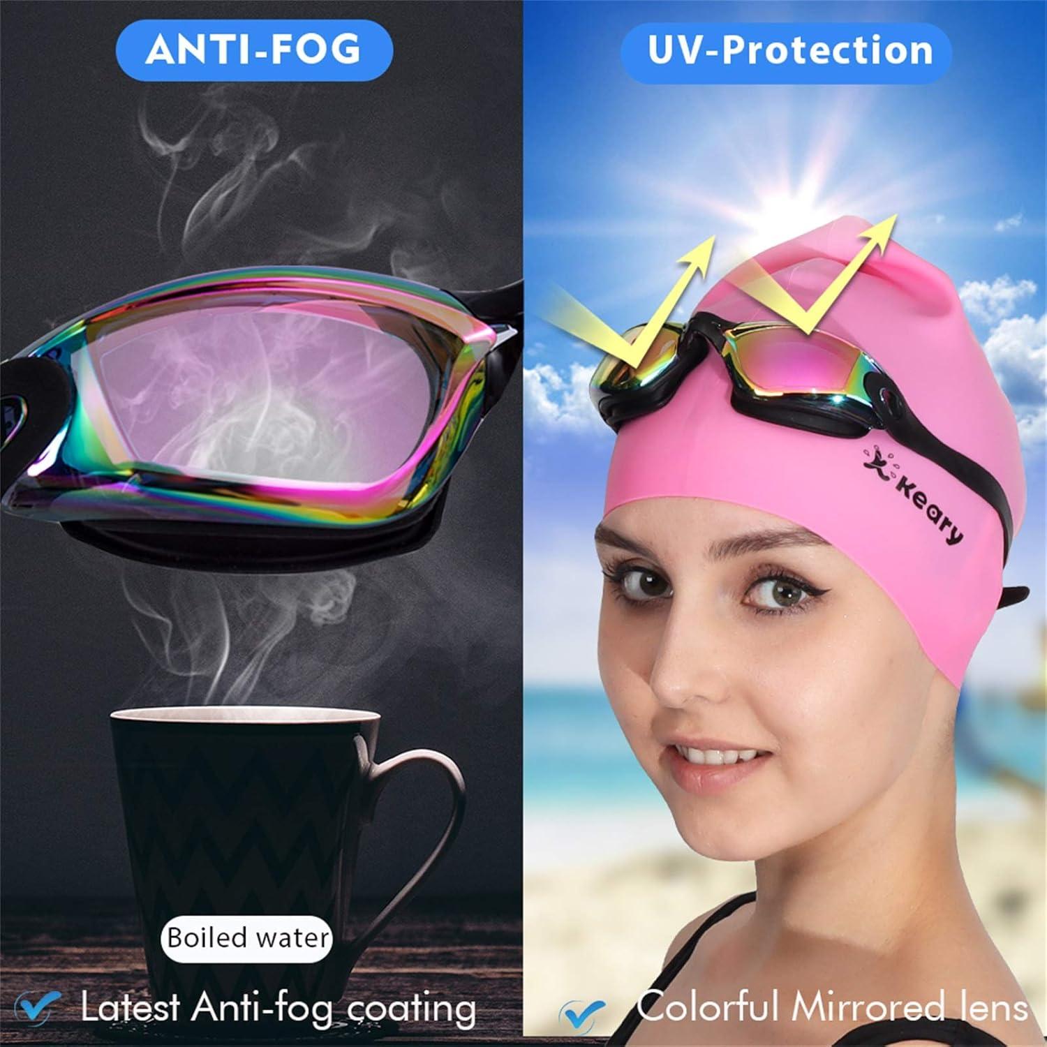 Gafas de natación anti-vaho Keary 2 Pack Aqua/Rosa