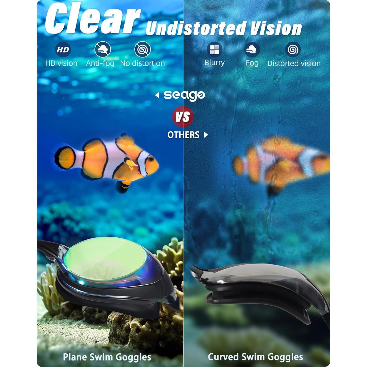 Gafas de Natación Antivaho Seago para Adultos Rosa y Dorado