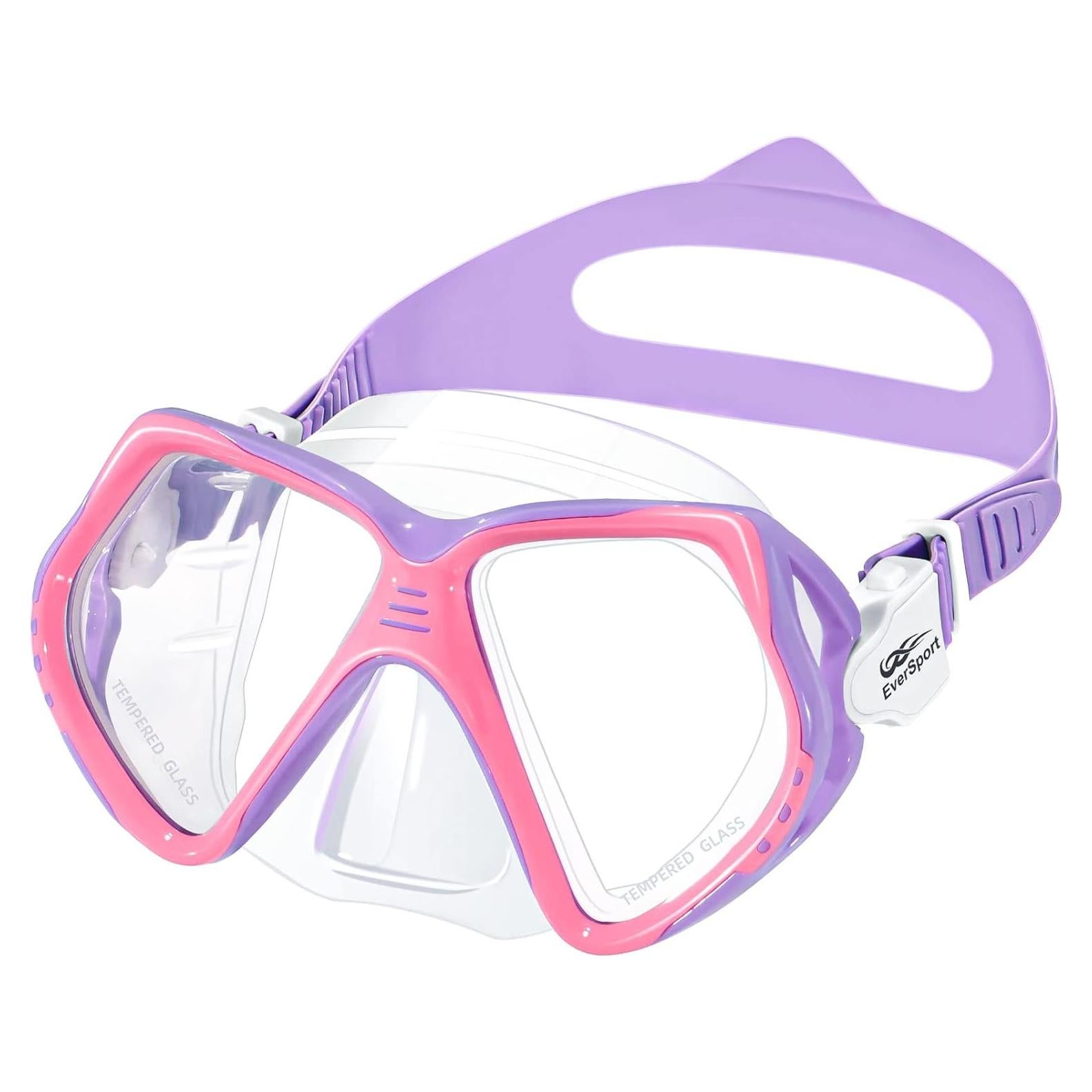 Gafas de natación para niños EverSport con cubierta nasal rosa