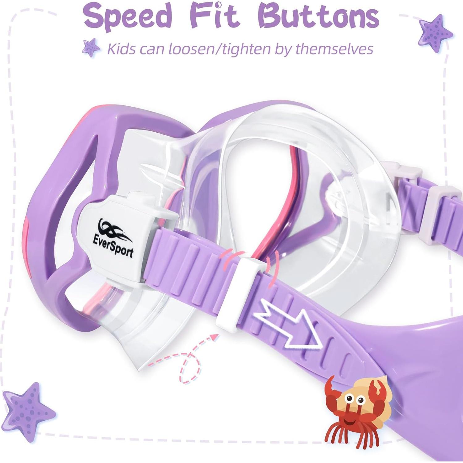 Gafas de natación para niños EverSport con cubierta nasal rosa