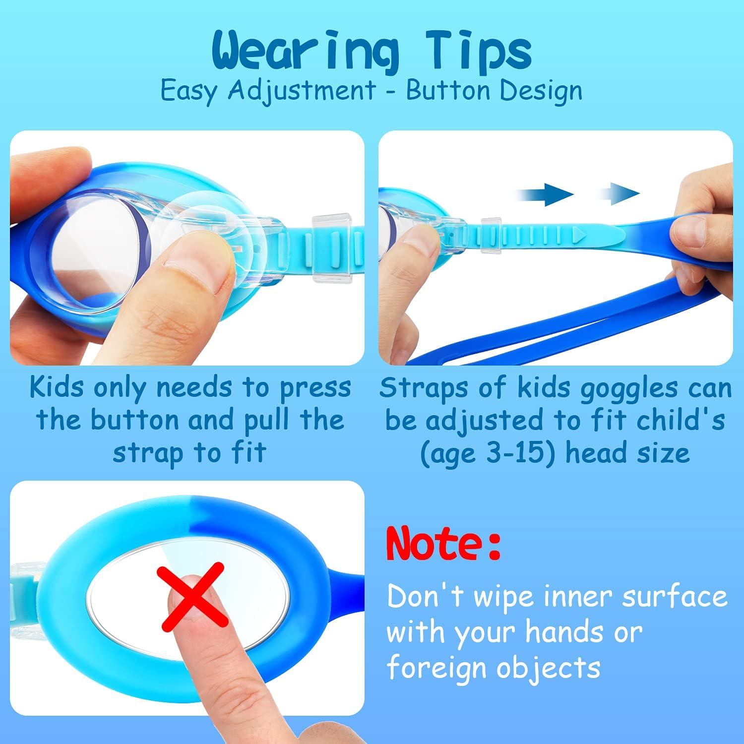 Gafas de natación COOLOO para niños, 2 paquetes, anti-vaho