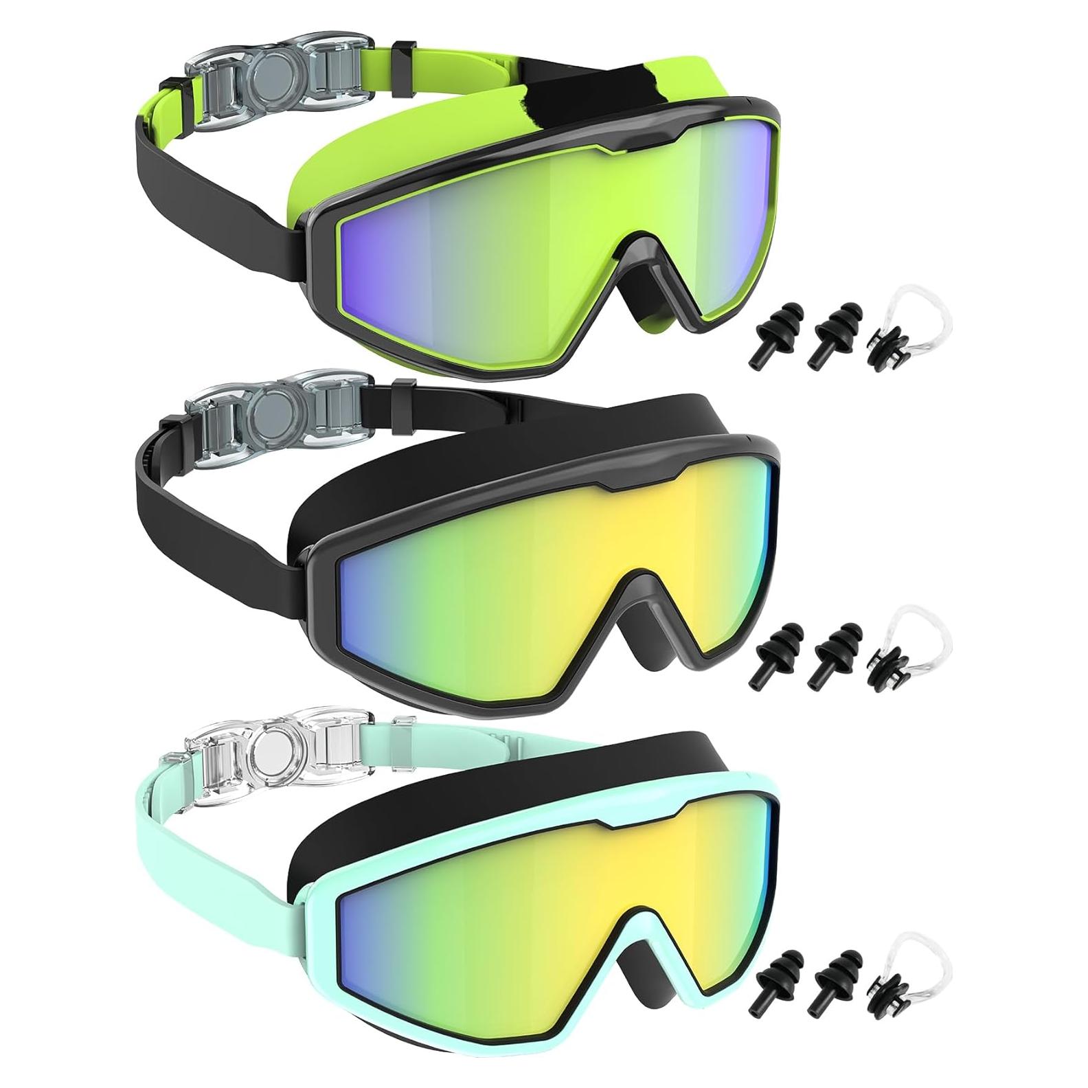 Gafas de natación NSSIW para niños 6-14 años, 3 paquetes