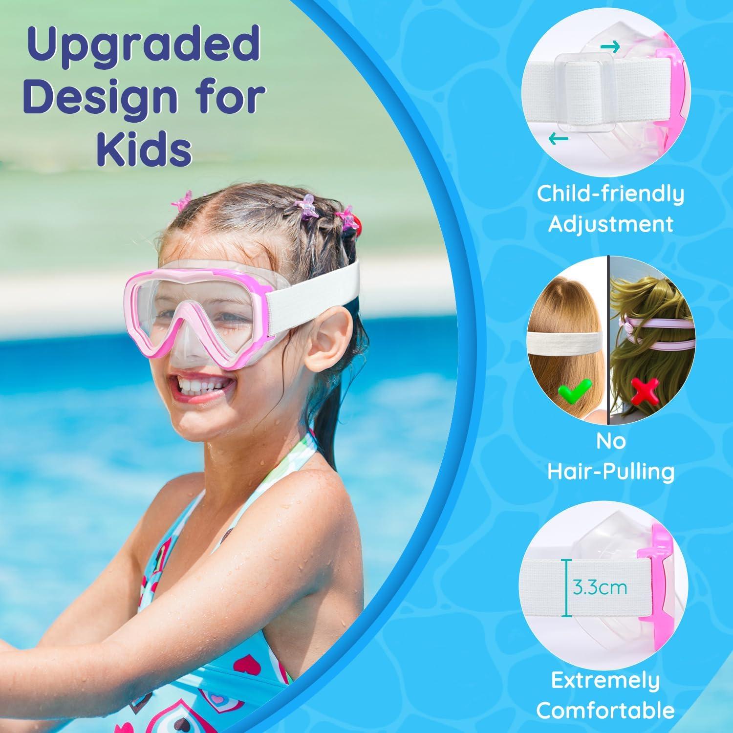 Gafas de natación MOMUSE para niños 3-14 años, rosa, a prueba de fugas