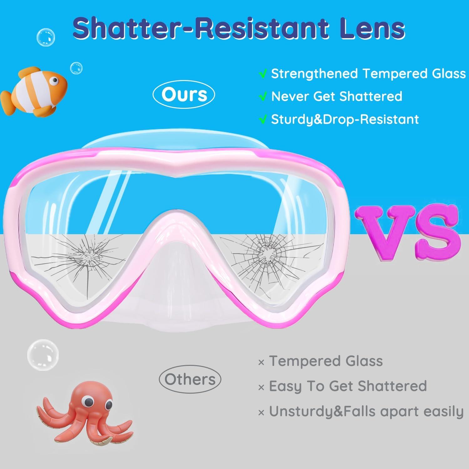 Gafas de natación MOMUSE para niños 3-14 años, rosa, a prueba de fugas