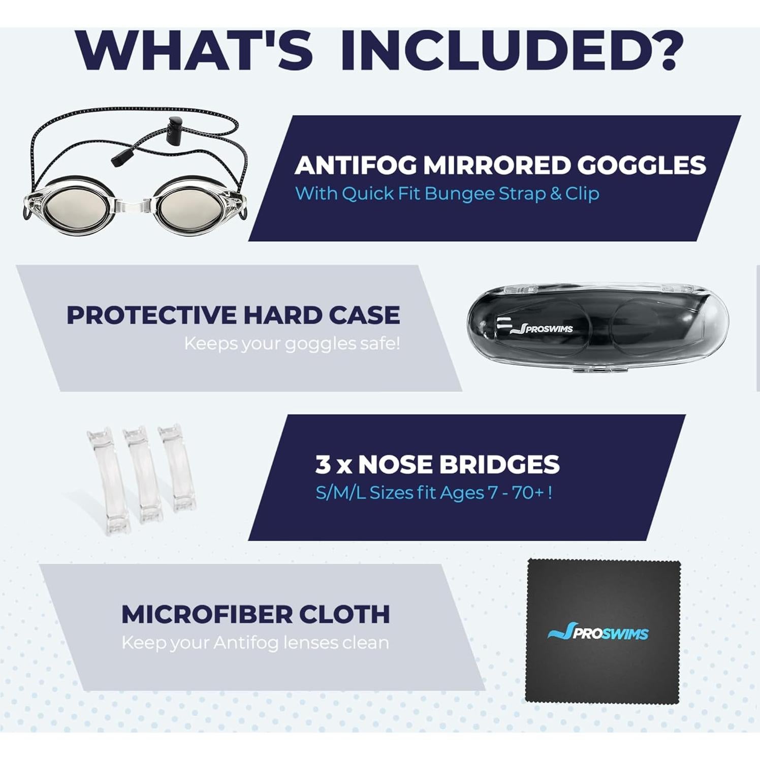 Gafas de Natación Proswims Anti-Vaho con Estuche y Paño