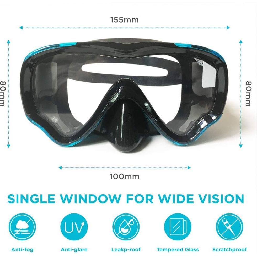 Máscara de Buceo para Niños Berallo Antivaho Azul 4-14 Años