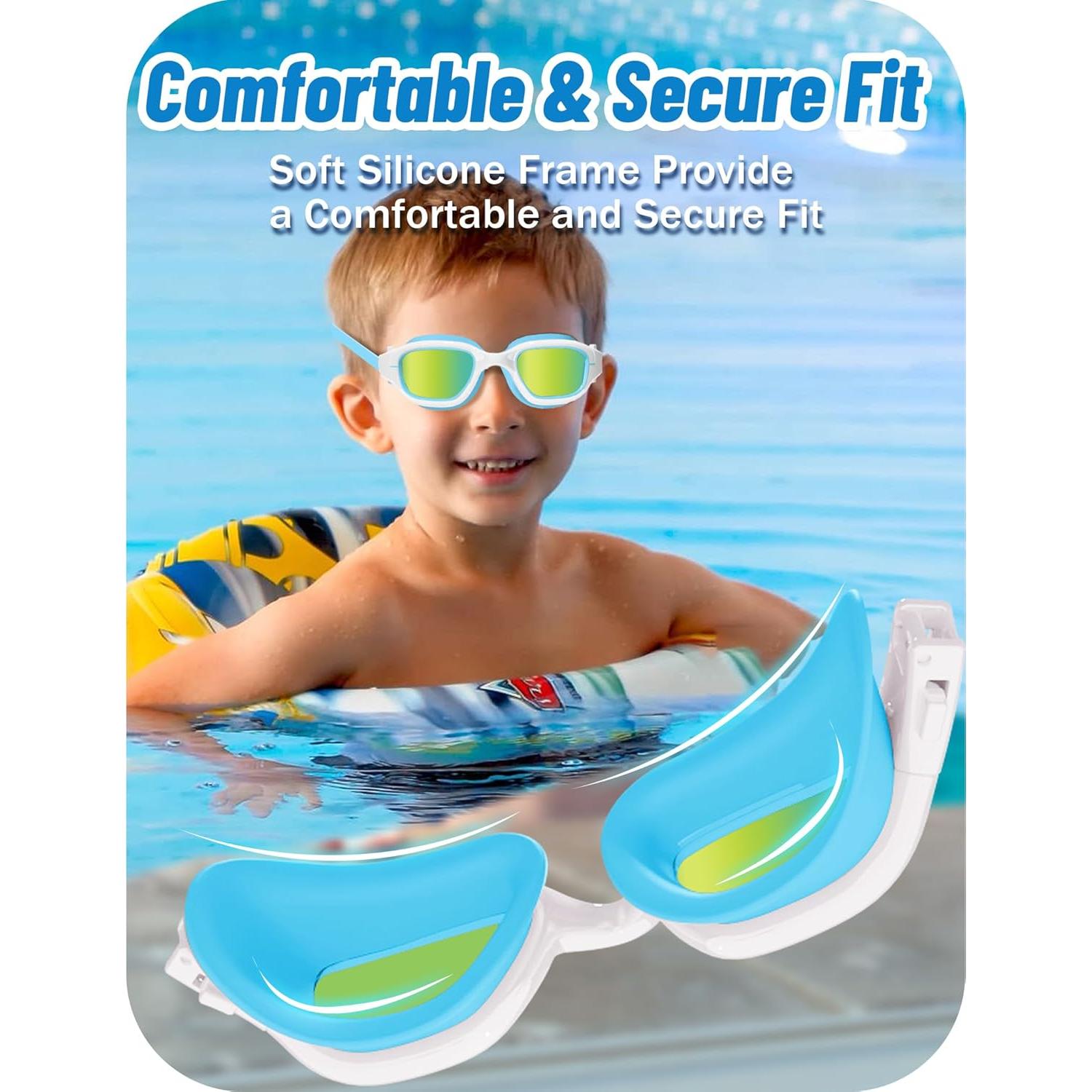 Gafas de natación Vvinca Kids, protección UV, ajuste cómodo