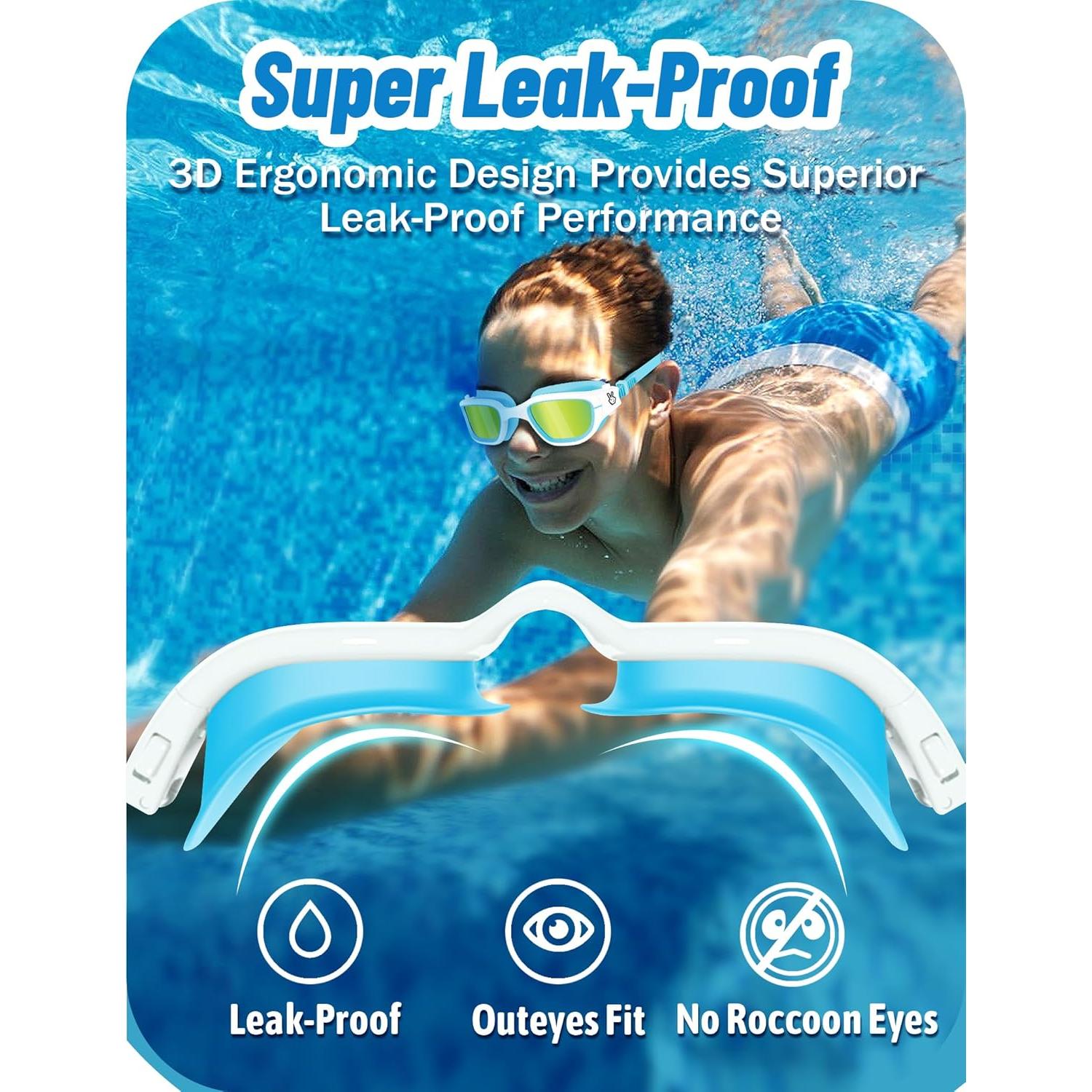 Gafas de natación Vvinca Kids, protección UV, ajuste cómodo