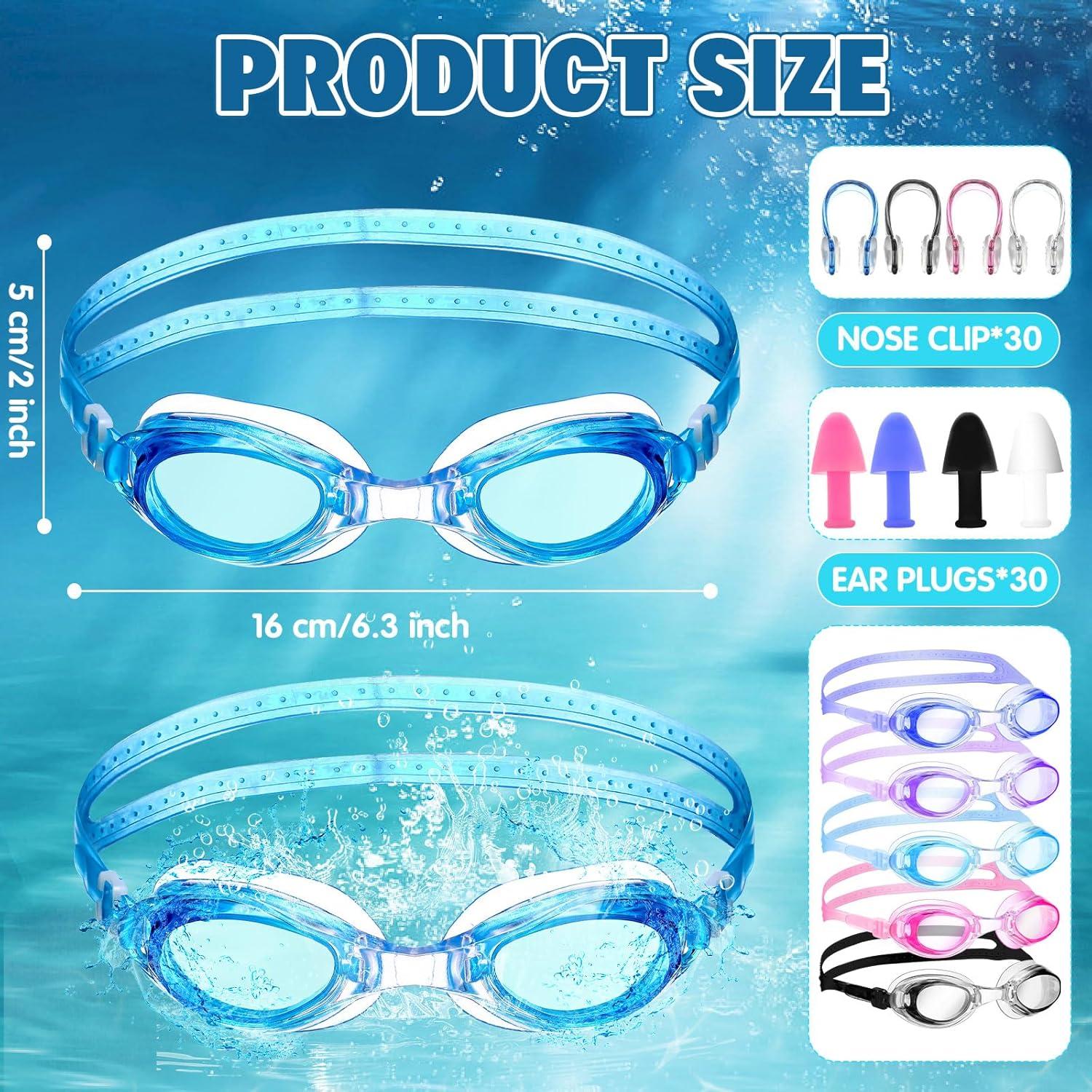 Paquete de 30 Gafas de Natación Macarrie con Tapones y Clip