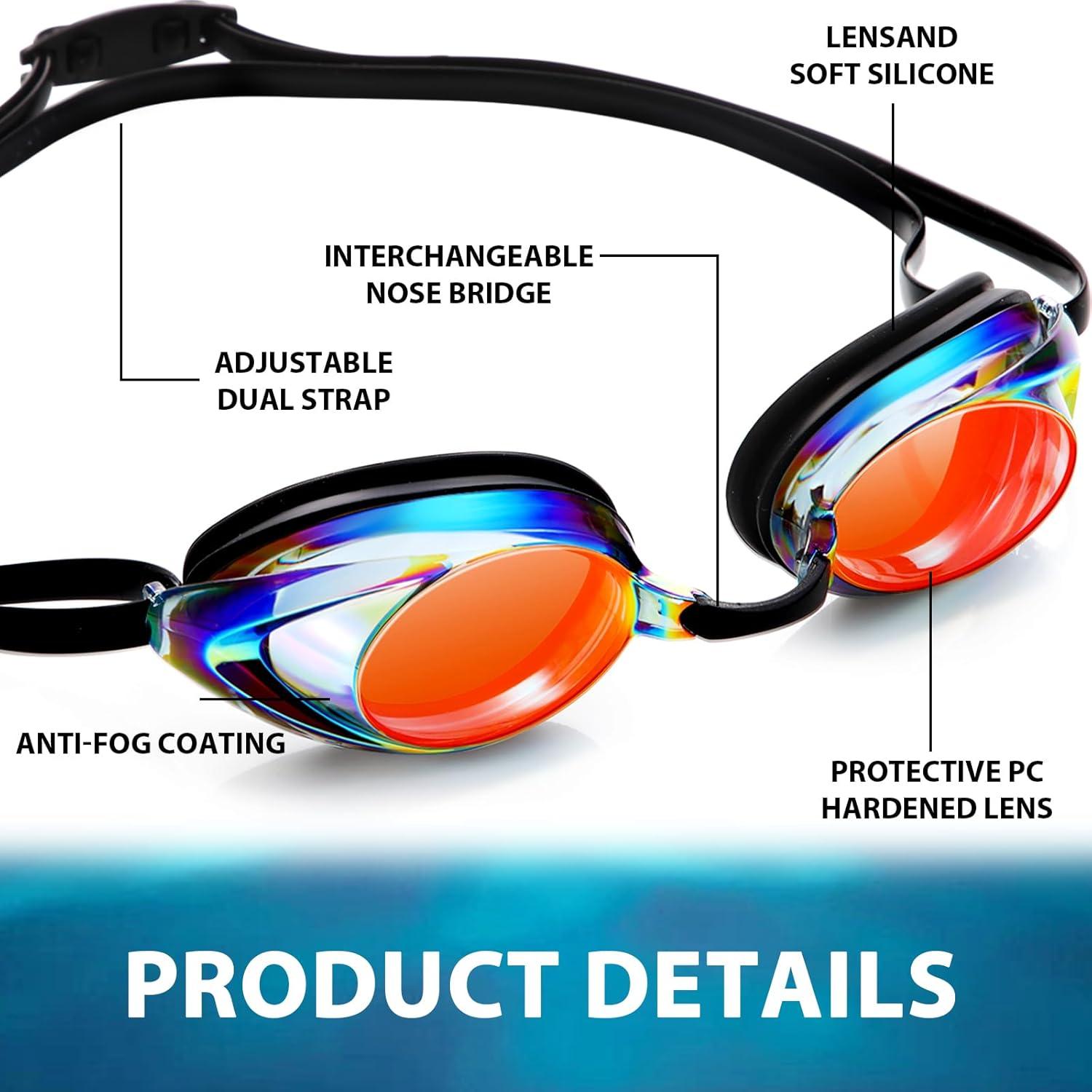 Gafas de Natación Landhoow 3 Pcs Adultos Anti UV Niebla