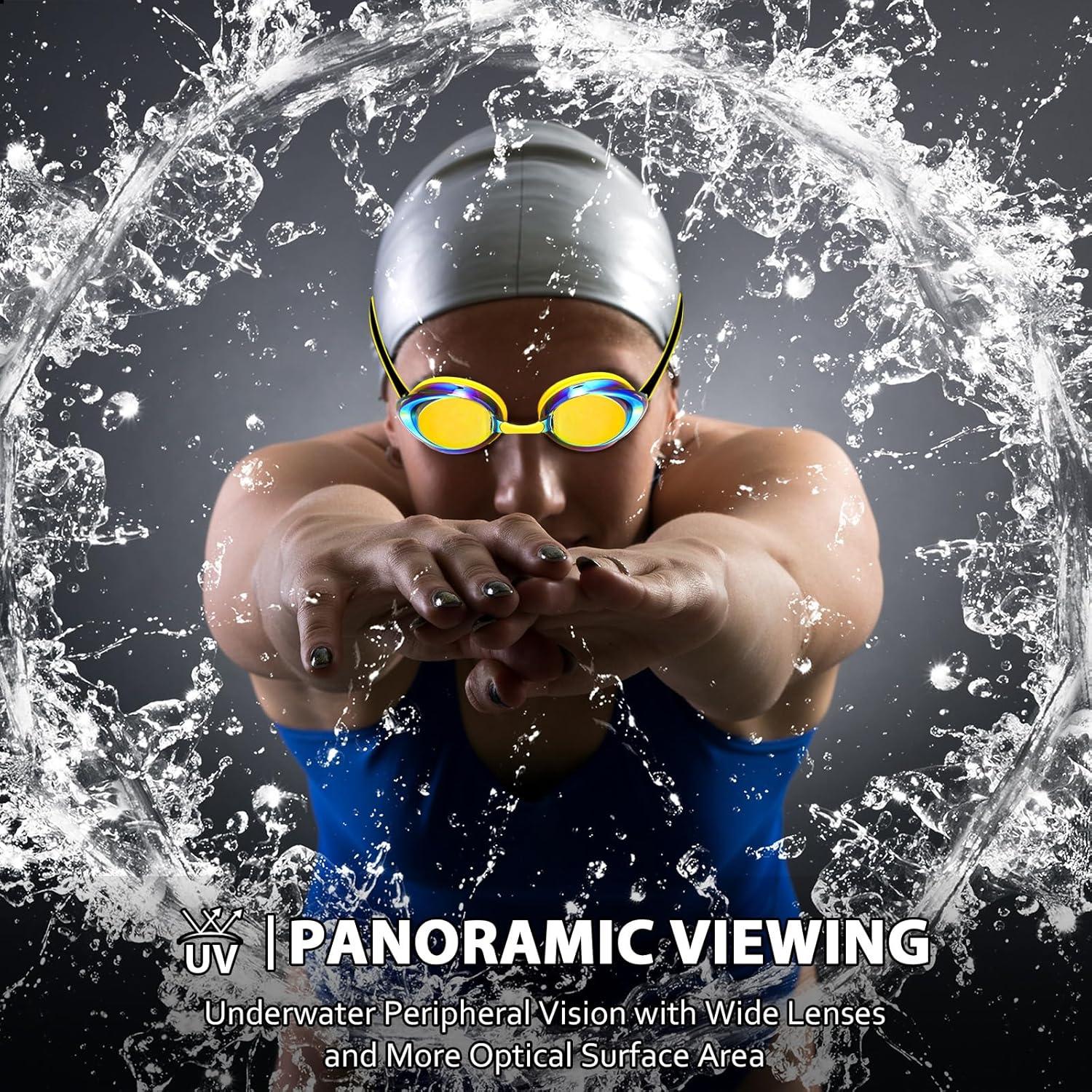 Gafas de Natación Landhoow 3 Pcs Adultos Anti UV Niebla