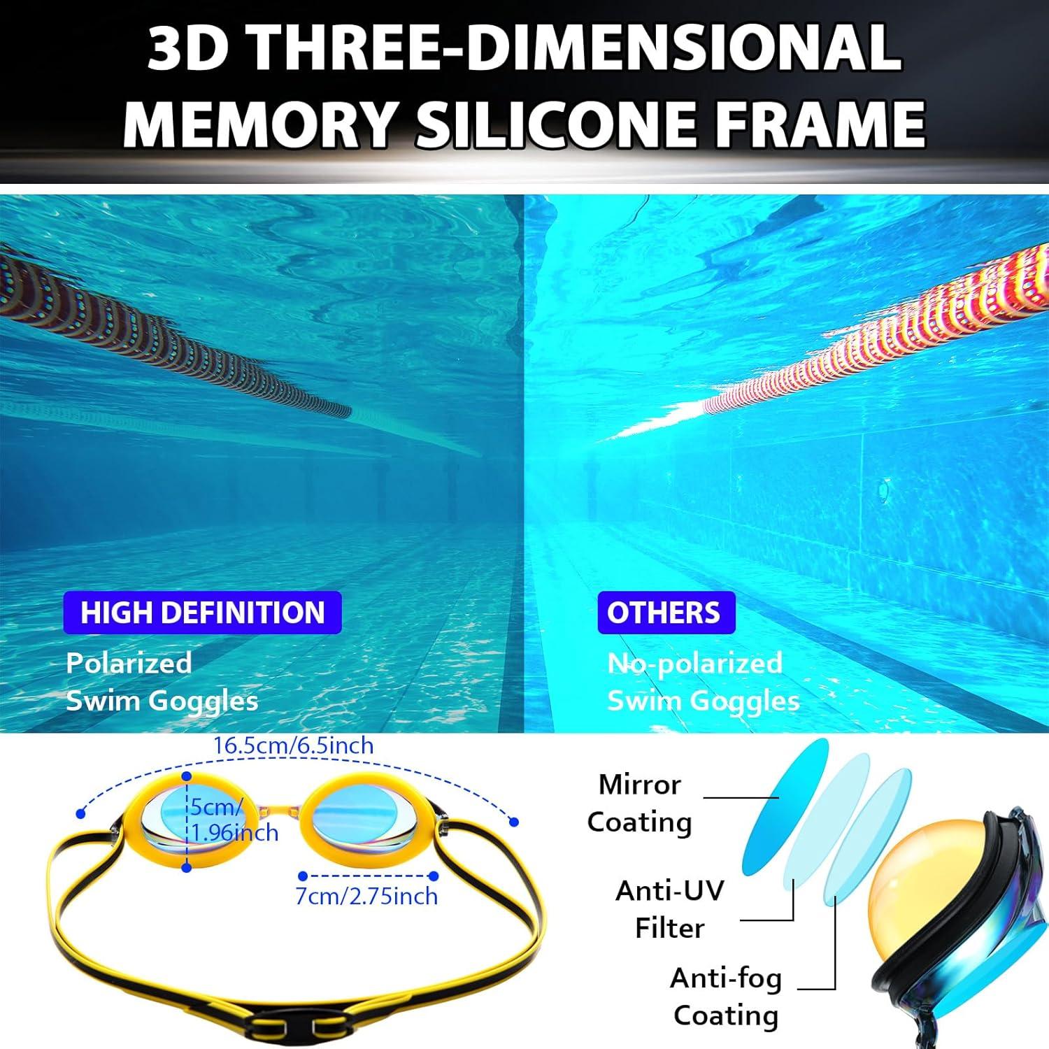 Gafas de Natación Landhoow 3 Pcs Adultos Anti UV Niebla