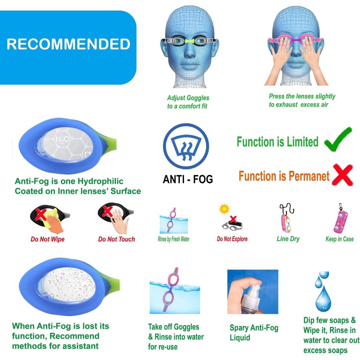 Gafas de natación para niños RUIGAO 2 a 6 años con correa