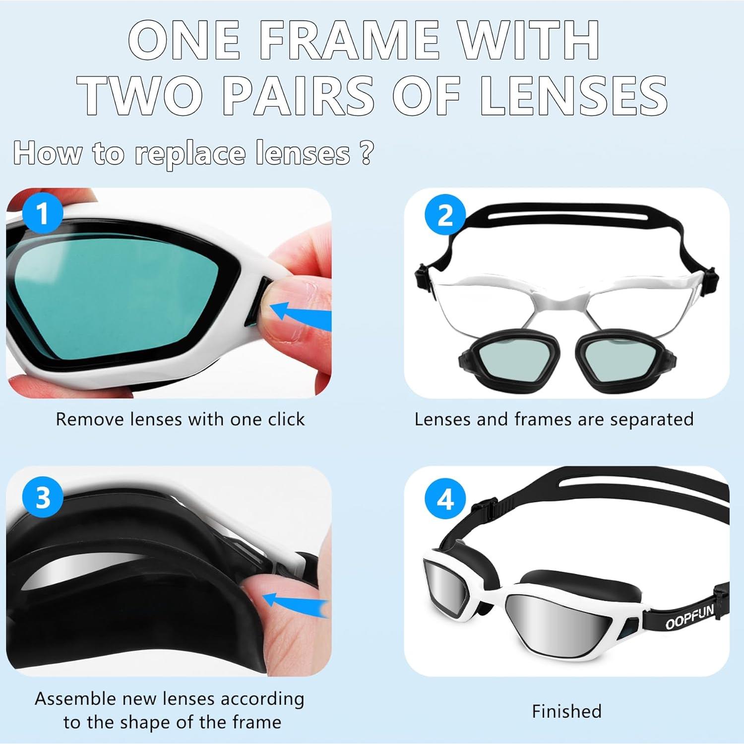 Gafas de Natación OOPFUN Adulto Unisex Anti Niebla UV 2 Lentes