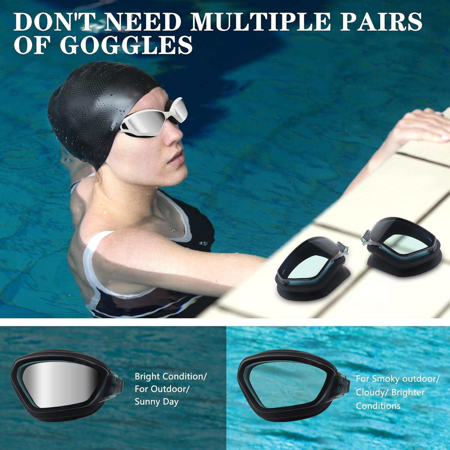 Gafas de Natación OOPFUN Adulto Unisex Anti Niebla UV 2 Lentes