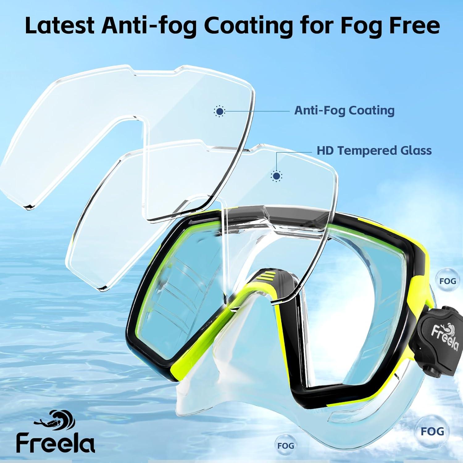 Máscara de Natación Freela Unisex Amarilla con Lentes Templados