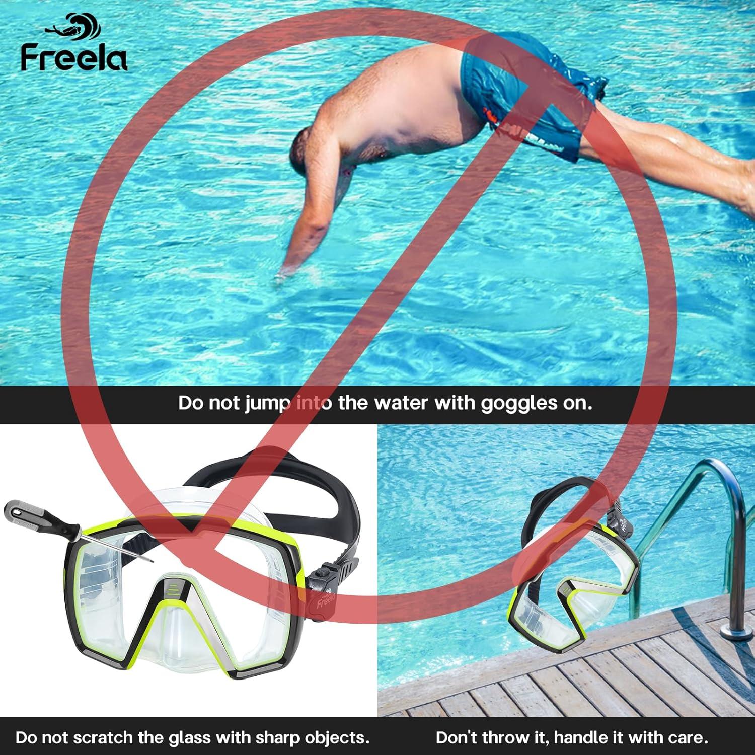 Máscara de Natación Freela Unisex Amarilla con Lentes Templados