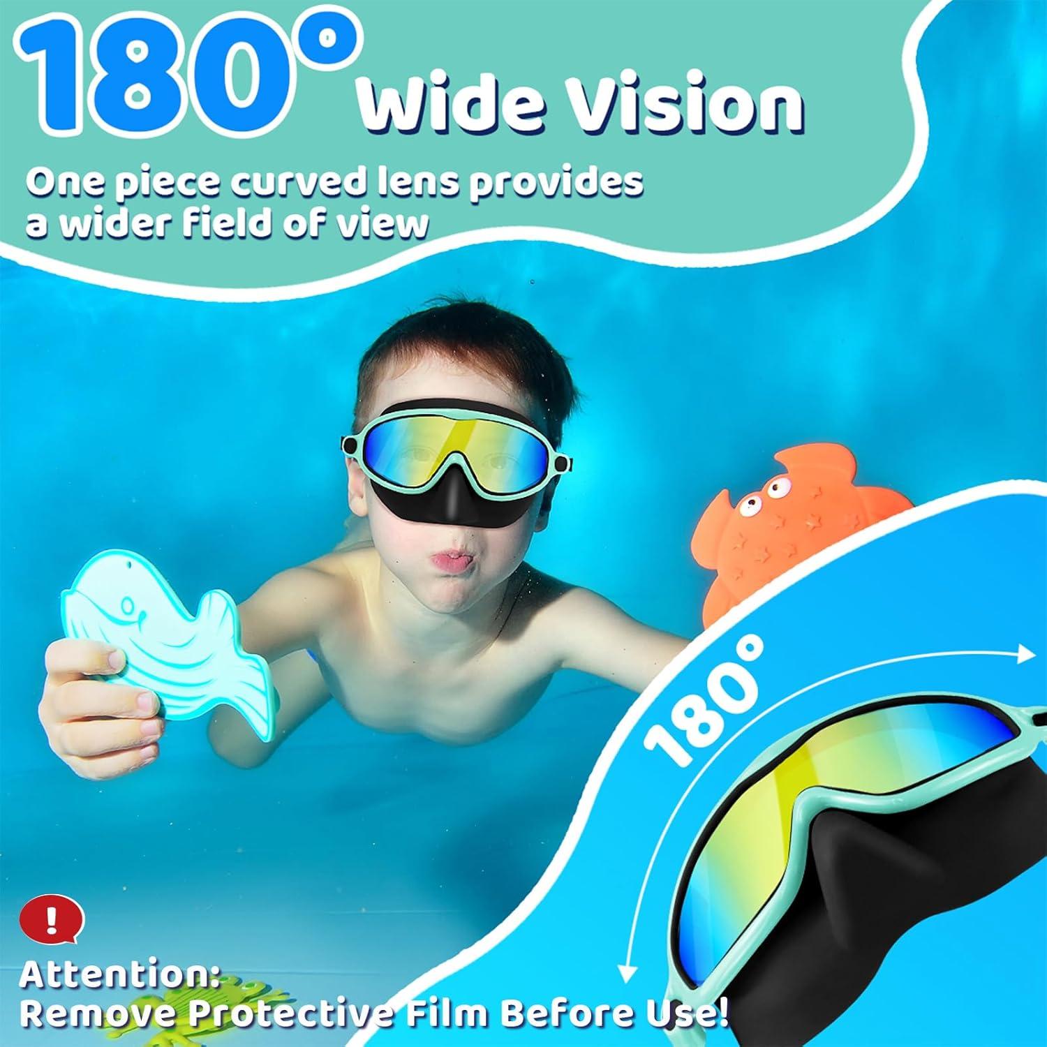 Gafas de natación Vvinca para niños con cubierta de nariz - 2 pares