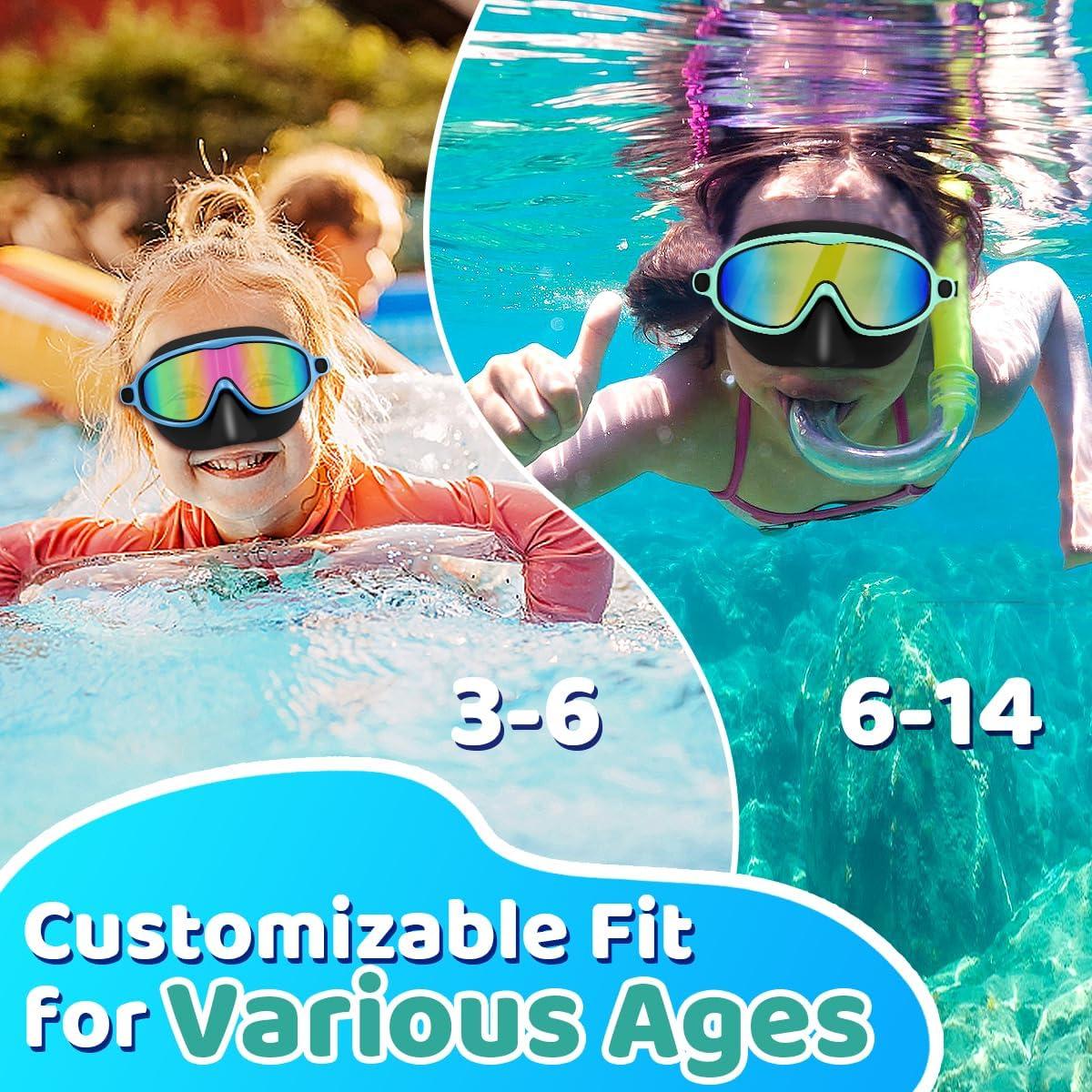 Gafas de natación Vvinca para niños con cubierta de nariz - 2 pares