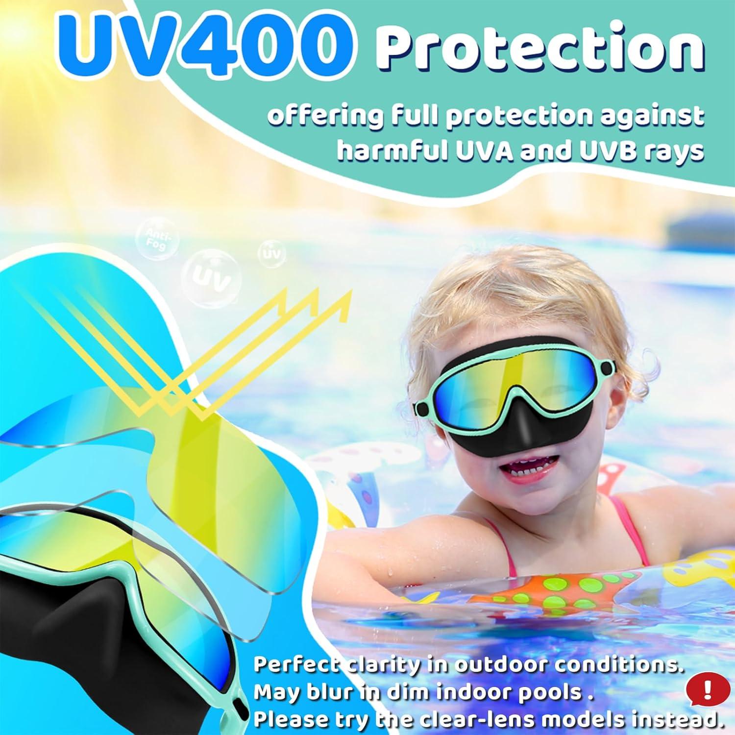 Gafas de natación Vvinca para niños con cubierta de nariz - 2 pares