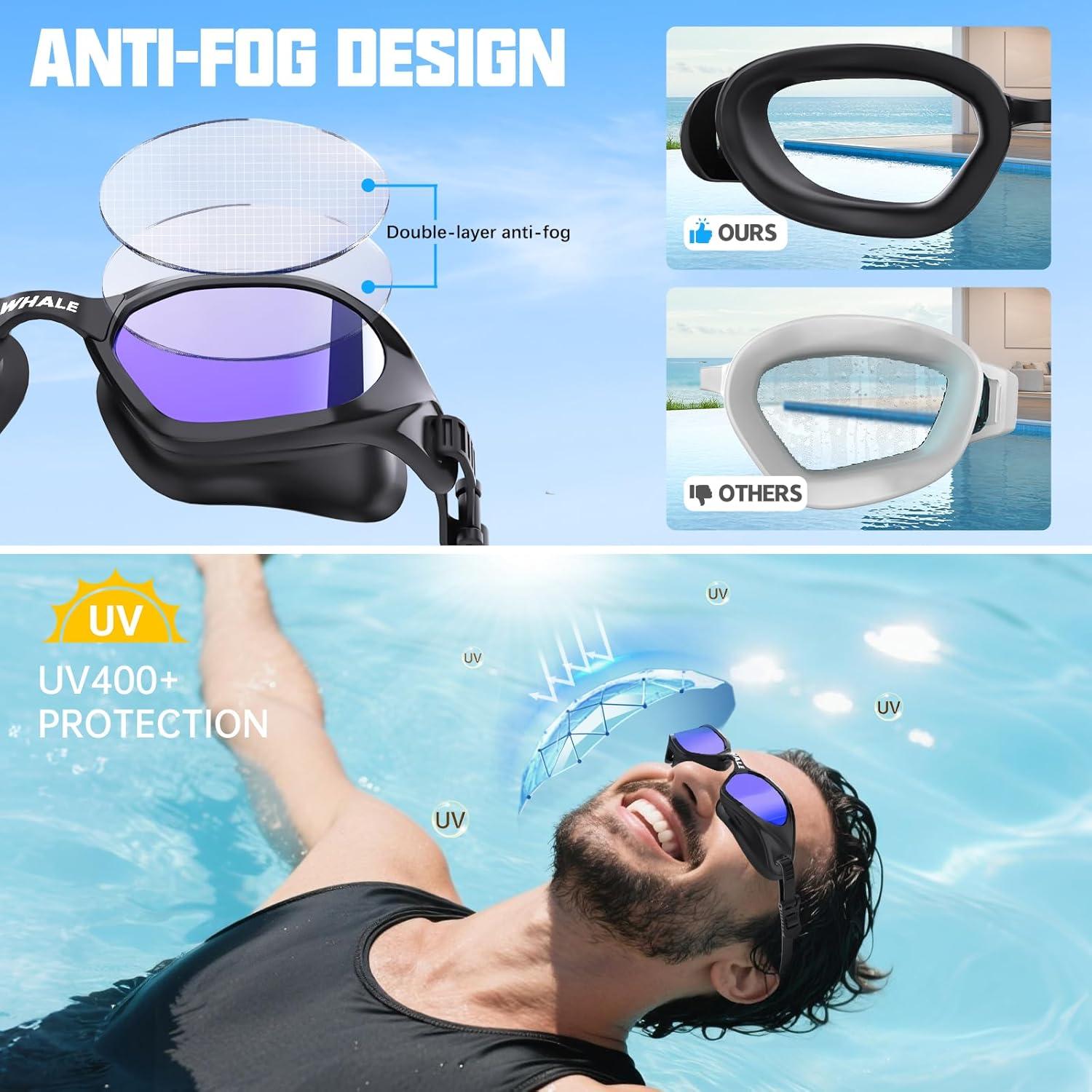 Gafas de natación Whale polarizadas UV400 antiempañante