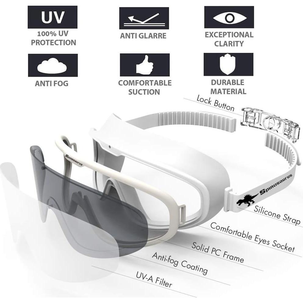 Gafas de Natación Spinosaurus Anti UV y Antiniebla para Adultos