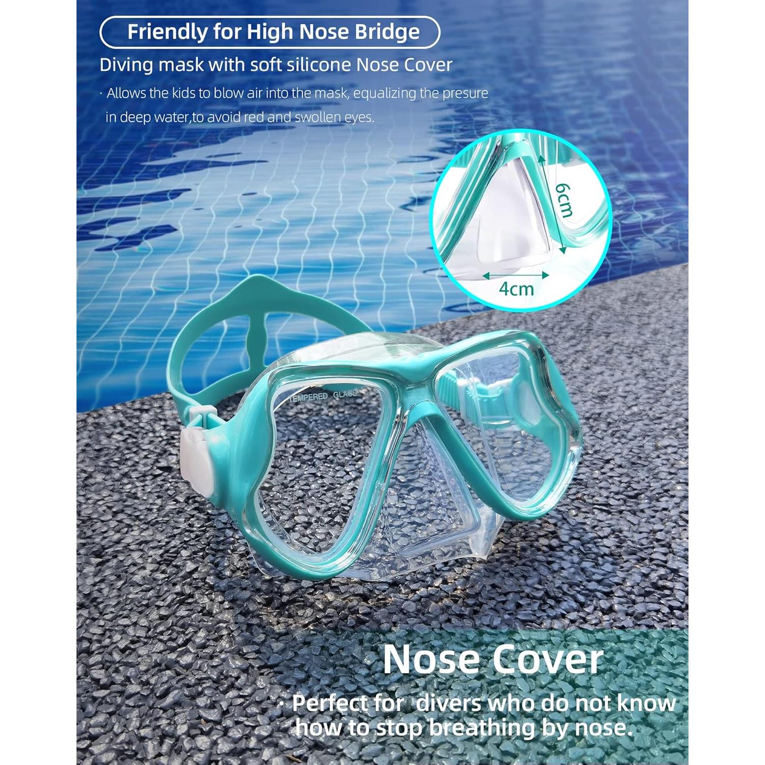 Gafas de natación Keary con máscara de buceo 180° vista clara