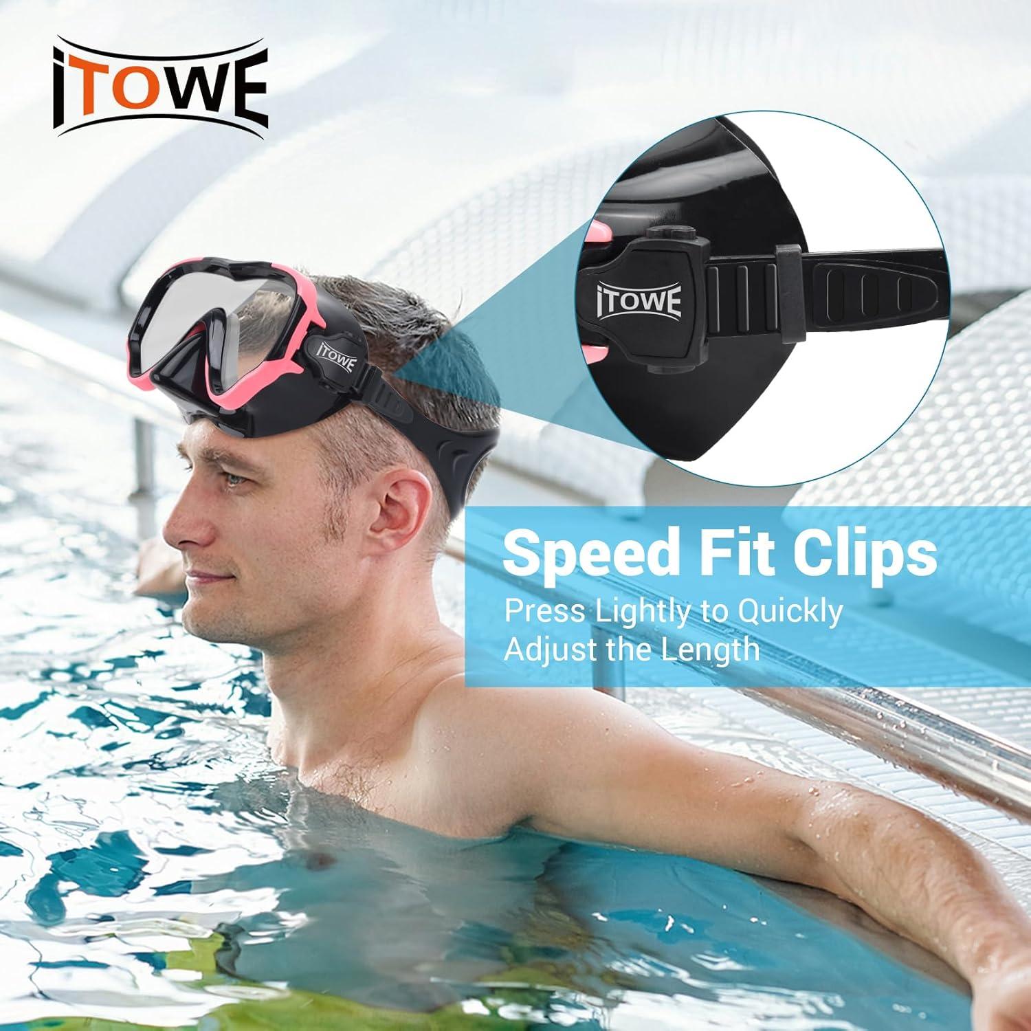 Gafas de Natación iTOWE Adultos Vidrio Templado 180° Antivaho