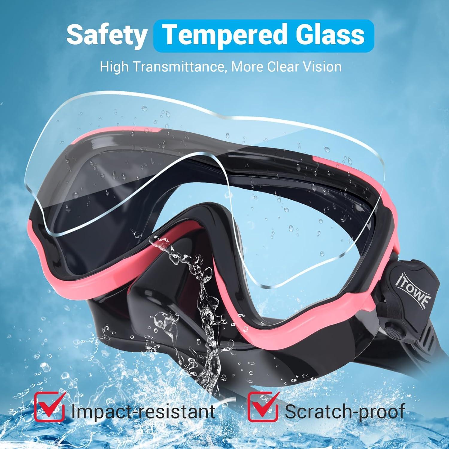 Gafas de Natación iTOWE Adultos Vidrio Templado 180° Antivaho