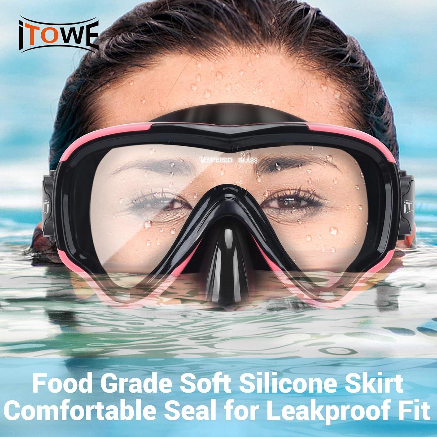 Gafas de Natación iTOWE Adultos Vidrio Templado 180° Antivaho