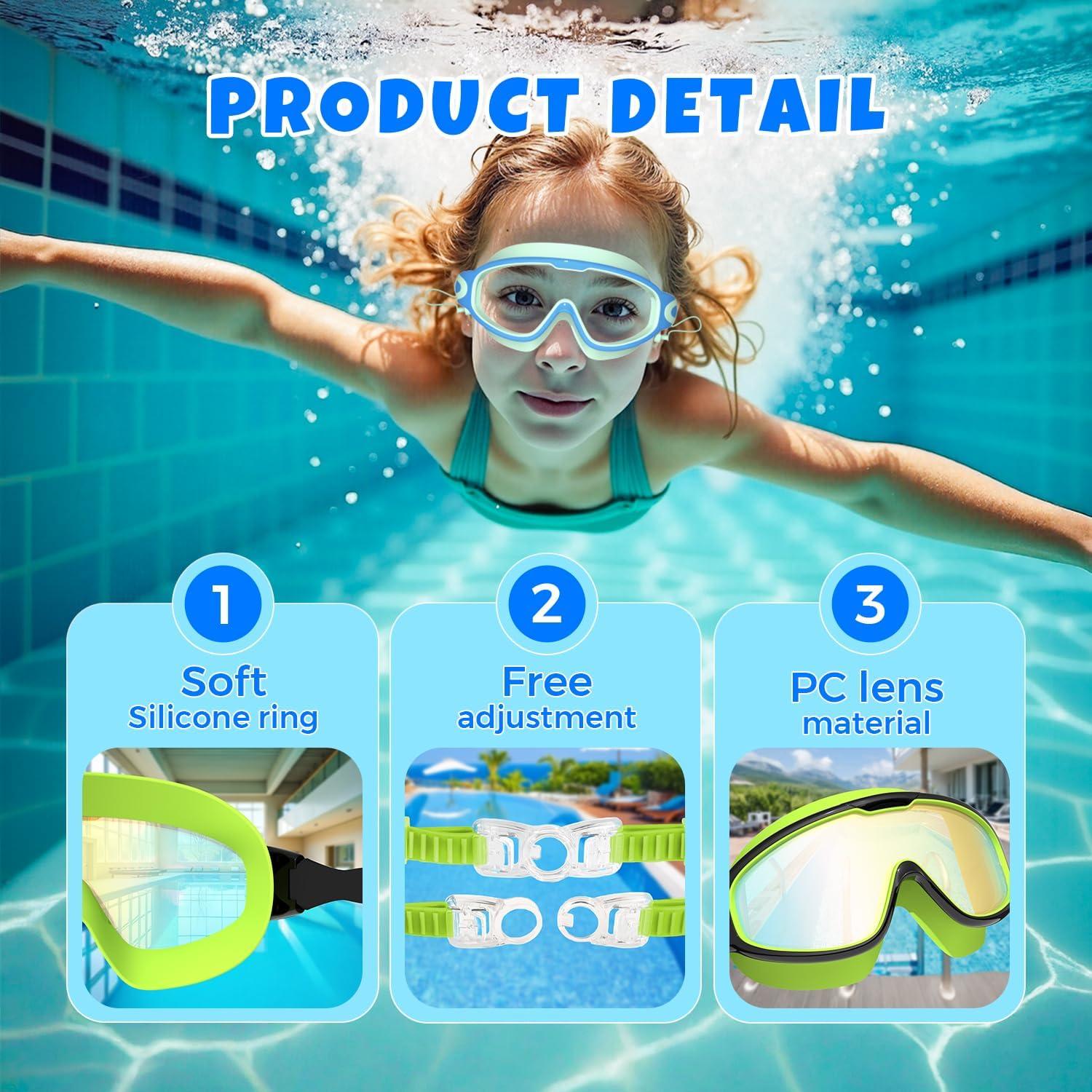 Gafas de Natación para Niños YLKJSWIM con Tapones y Anti-UV
