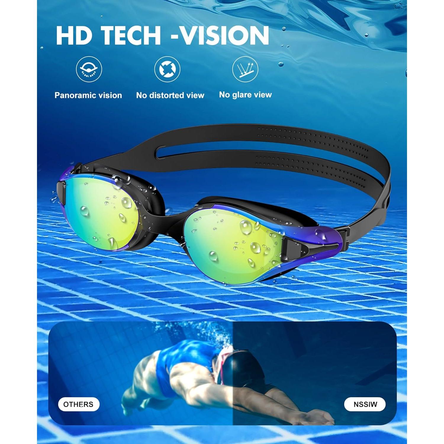 Gafas de natación NSSIW para adultos con protección UV400 - 3 paquetes