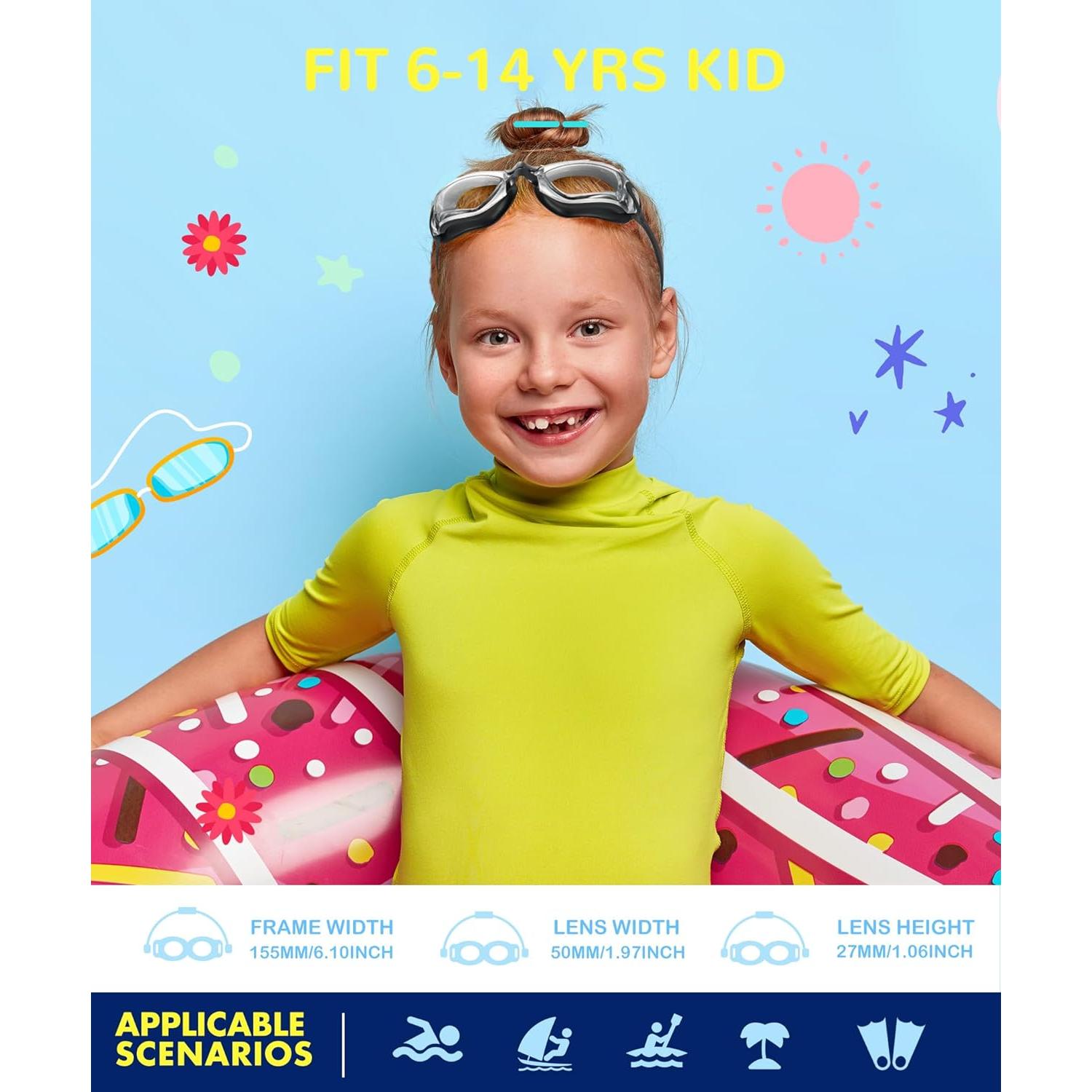 Gafas de natación NSSIW para niños 6-14 años UV400 antivaho