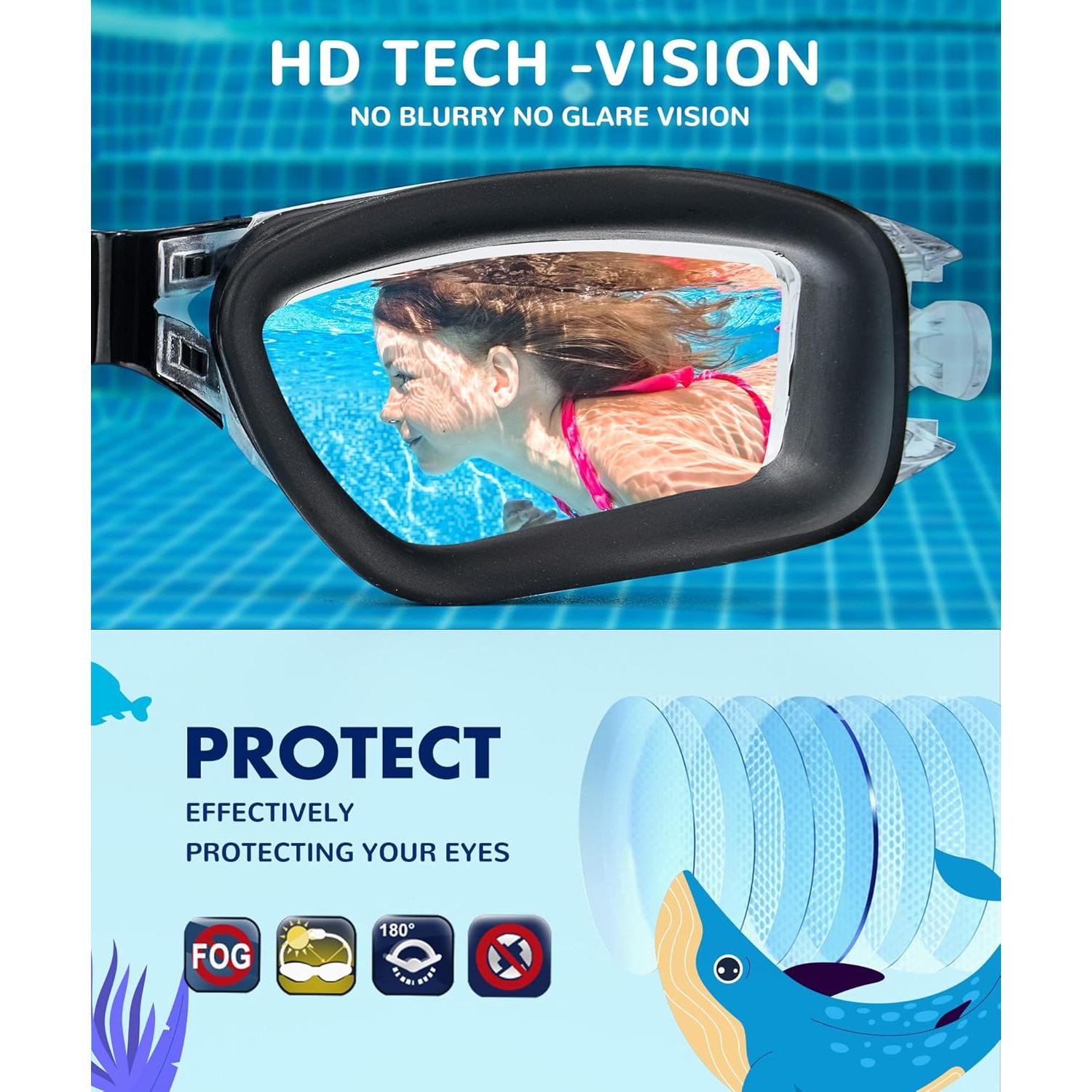 Gafas de natación NSSIW para niños 6-14 años UV400 antivaho