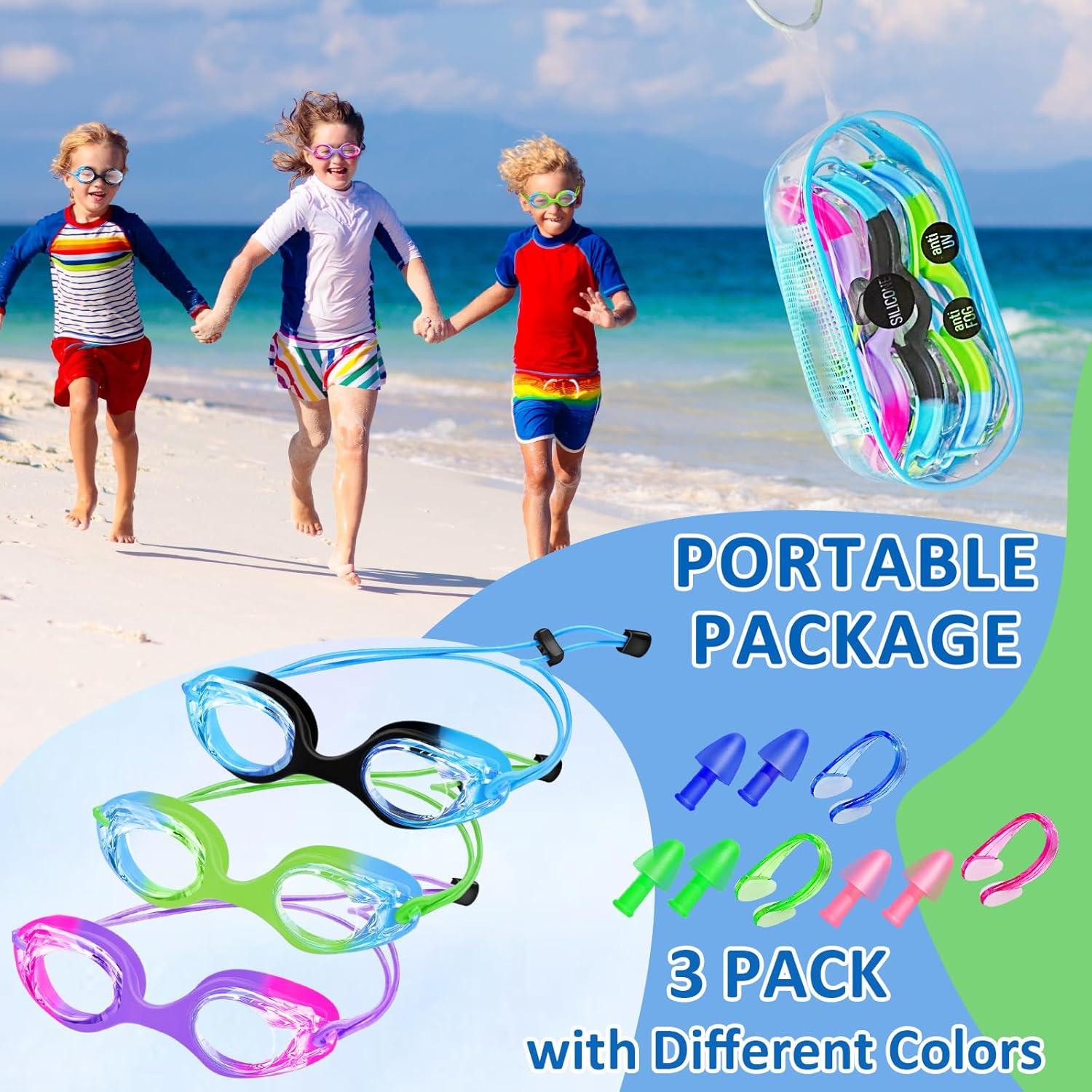 Gafas de natación XDX para niños - Paquete de 3, antiempañante