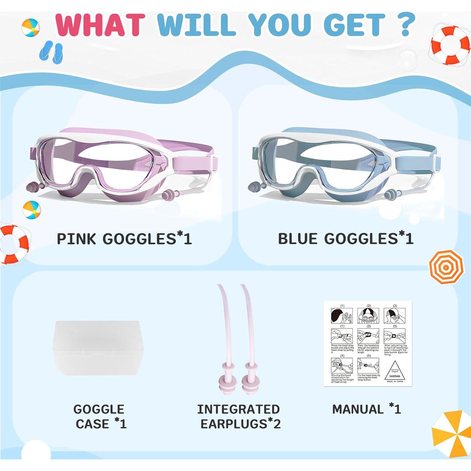 Gafas de natación para niños 10-15 años, anti-vaho y UV