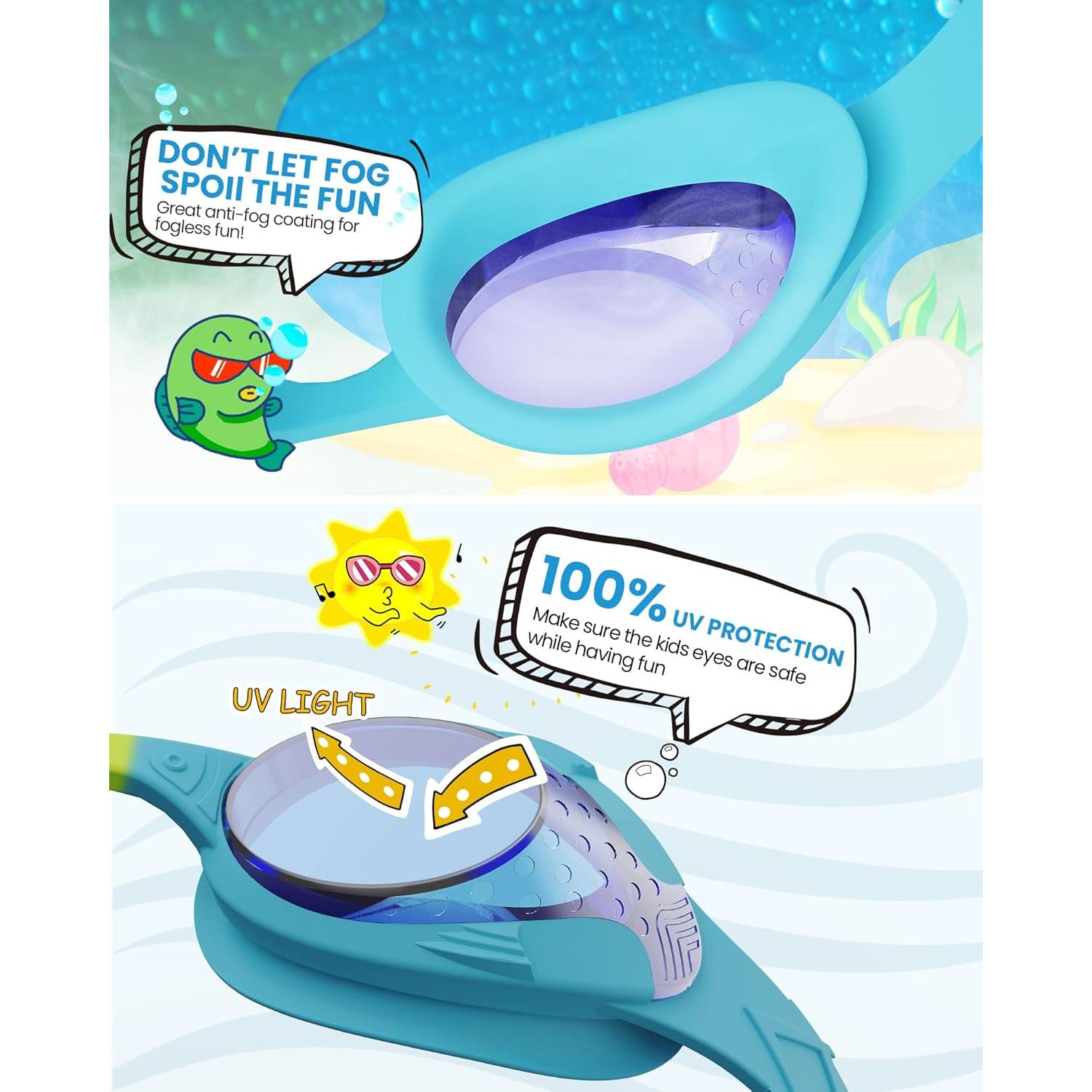 Gafas de natación para niños OutdoorMaster 2 Pack - Azul/Rosa