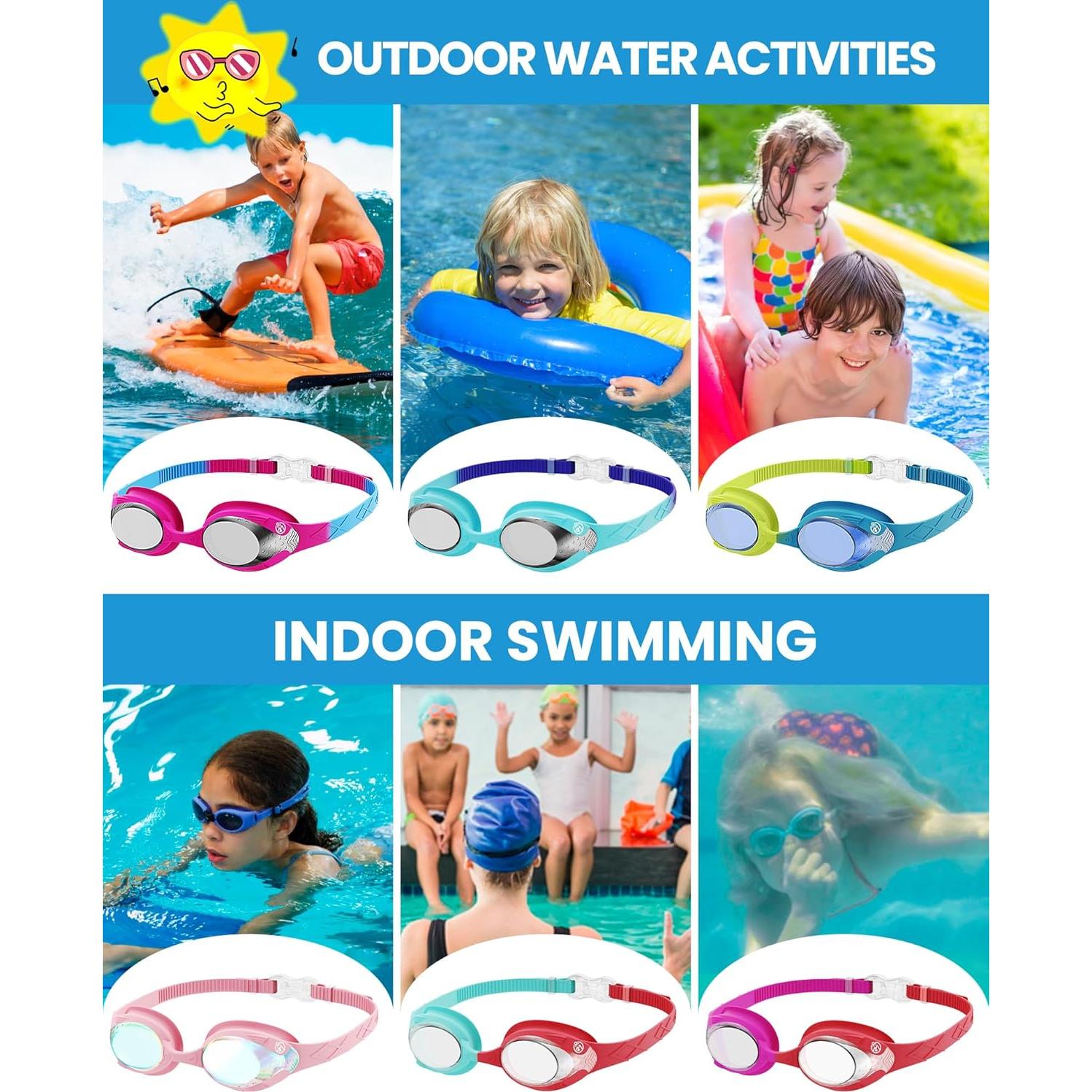 Gafas de natación para niños OutdoorMaster 2 Pack - Azul/Rosa