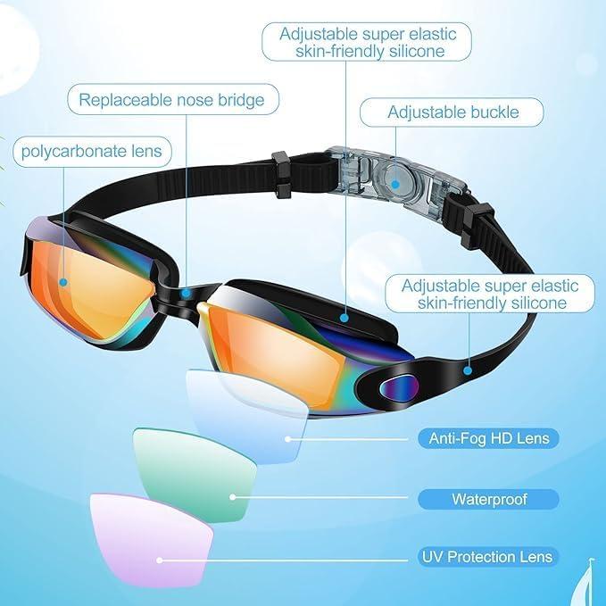 Gafas de natación antiempañante UV Silicona Unisex 2 pares