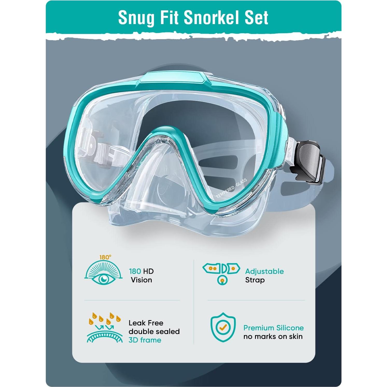 Conjunto de Snorkel Seovediary SS2-TMLV Antivaho Verde