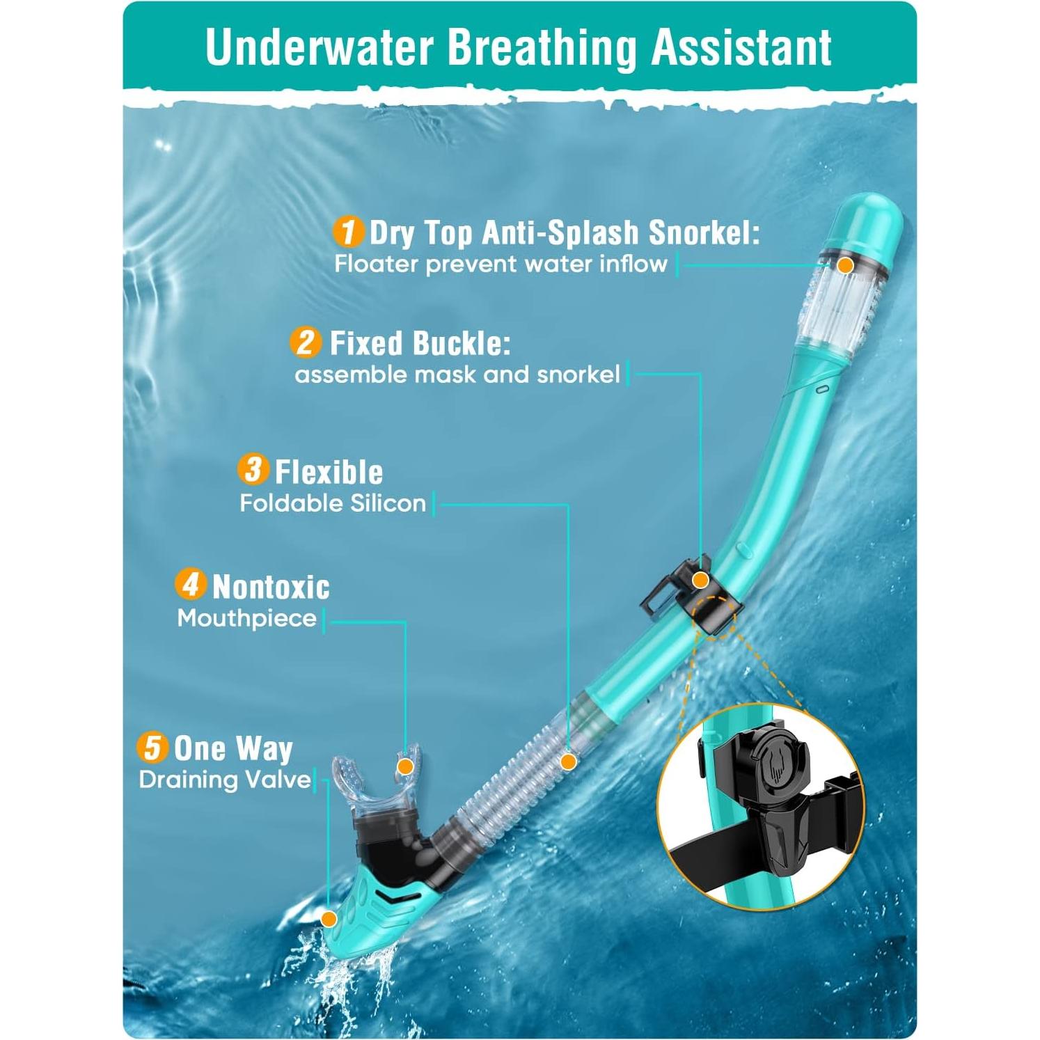 Conjunto de Snorkel Seovediary SS2-TMLV Antivaho Verde