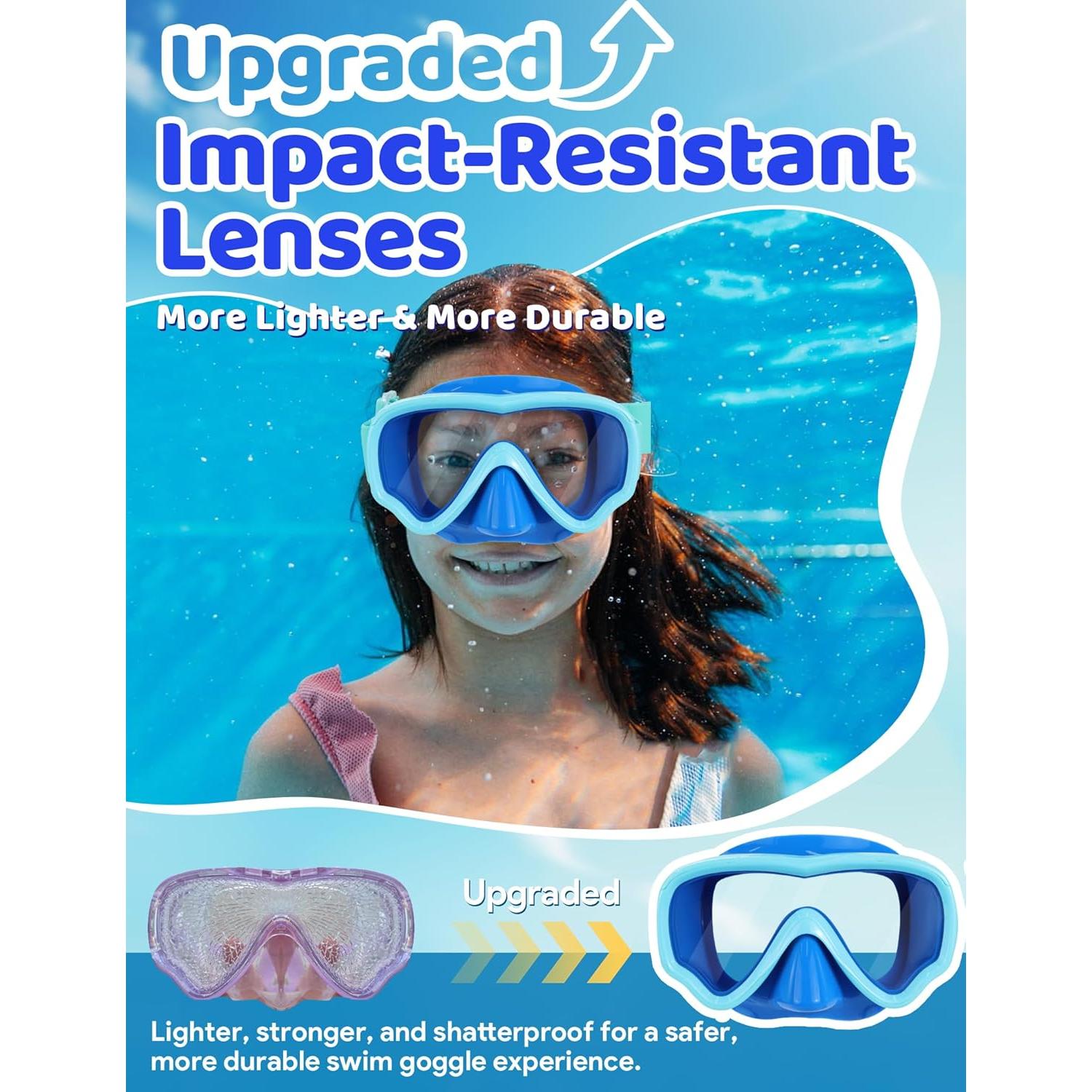 Gafas de natación Vvinca Kids con cubierta nasal y lentes antiempañantes