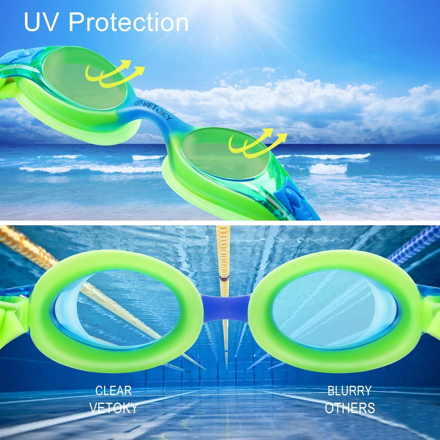 Gafas de natación para niños Huituo, paquete de 2, antiempañantes