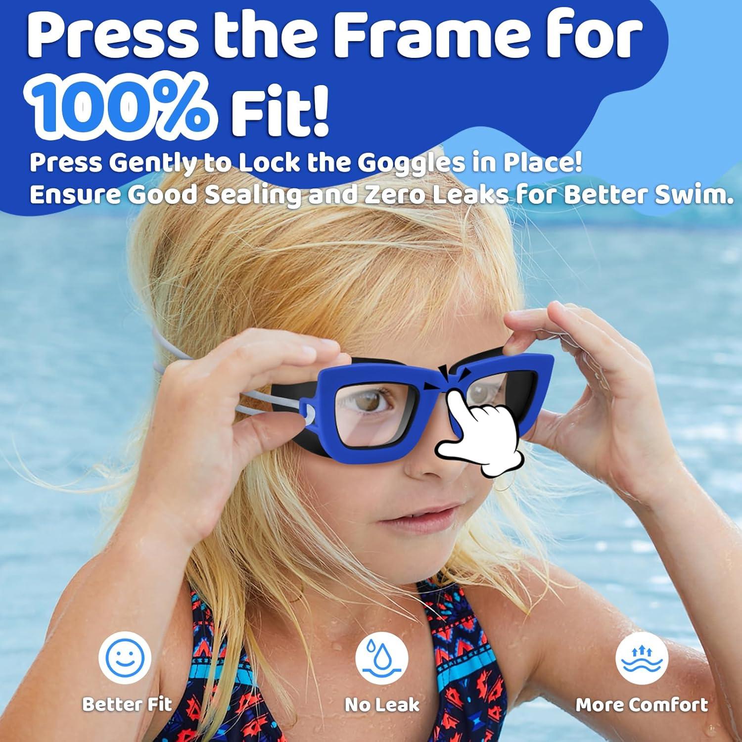 Gafas de Natación Vvinca Kids, 2 Paquetes, Anti-vaho UV, 3-10 Años