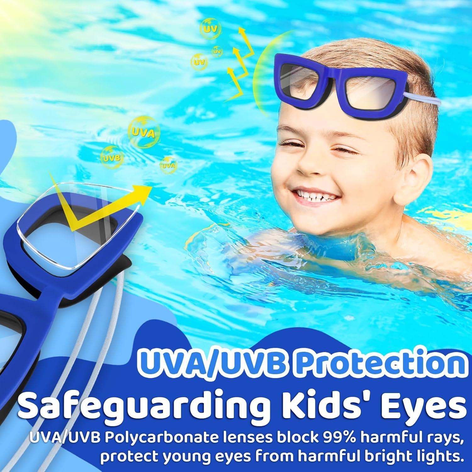 Gafas de Natación Vvinca Kids, 2 Paquetes, Anti-vaho UV, 3-10 Años