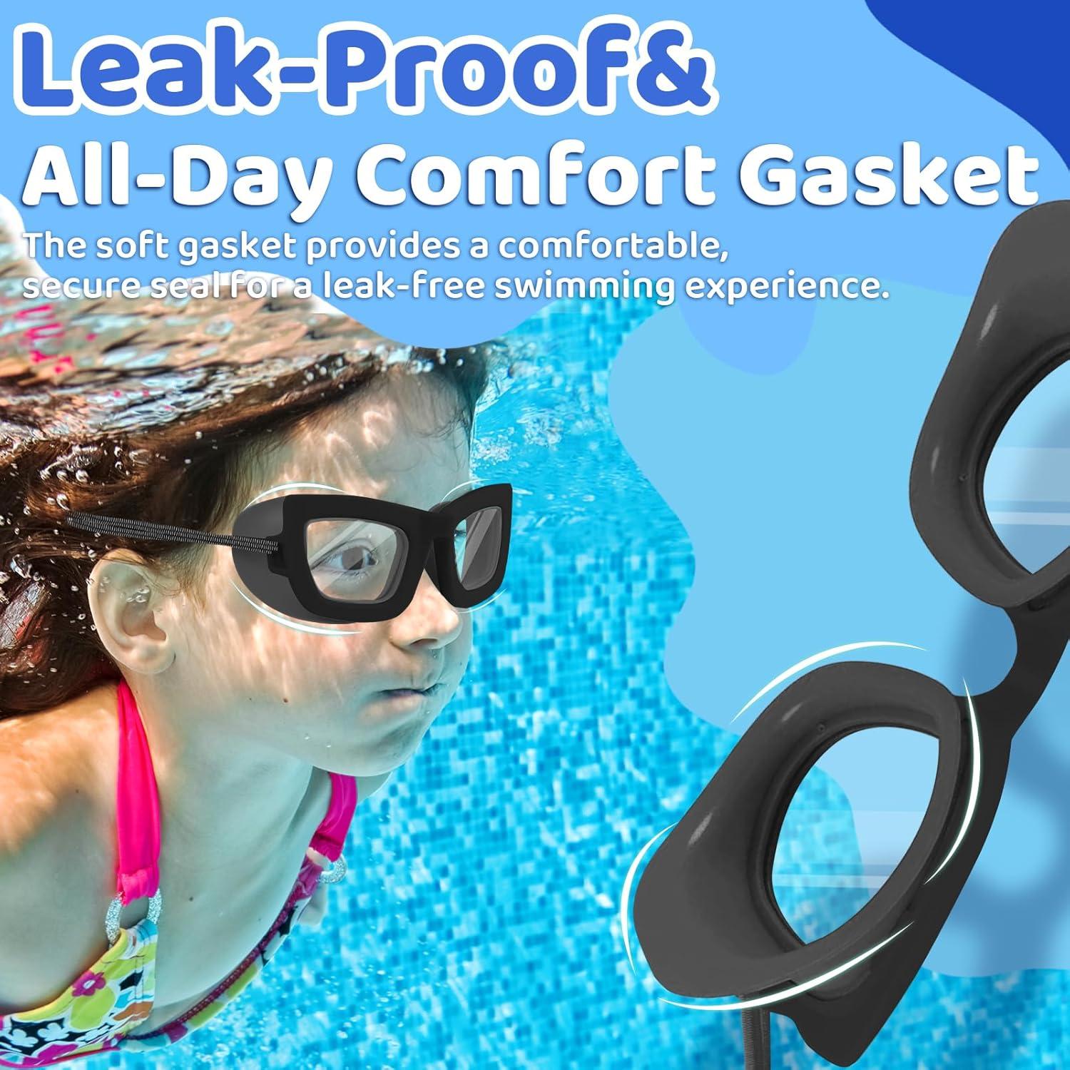 Gafas de Natación Vvinca Kids, 2 Paquetes, Anti-vaho UV, 3-10 Años