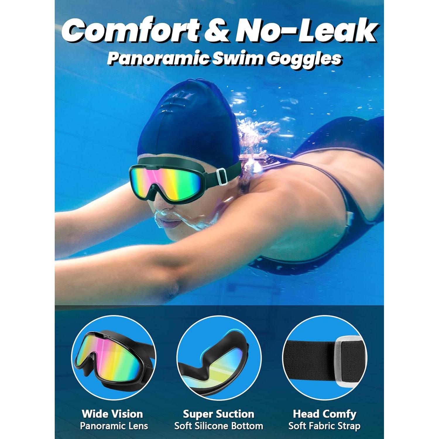 Gafas de Natación Sliwo 2 Paquetes Vista Amplia Antiempañante