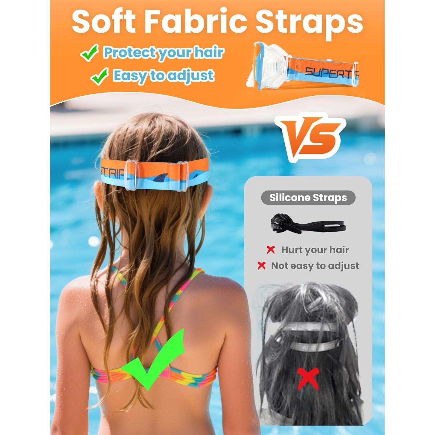 Gafas de natación Supertrip para niños 6-14 años con cubierta nasal